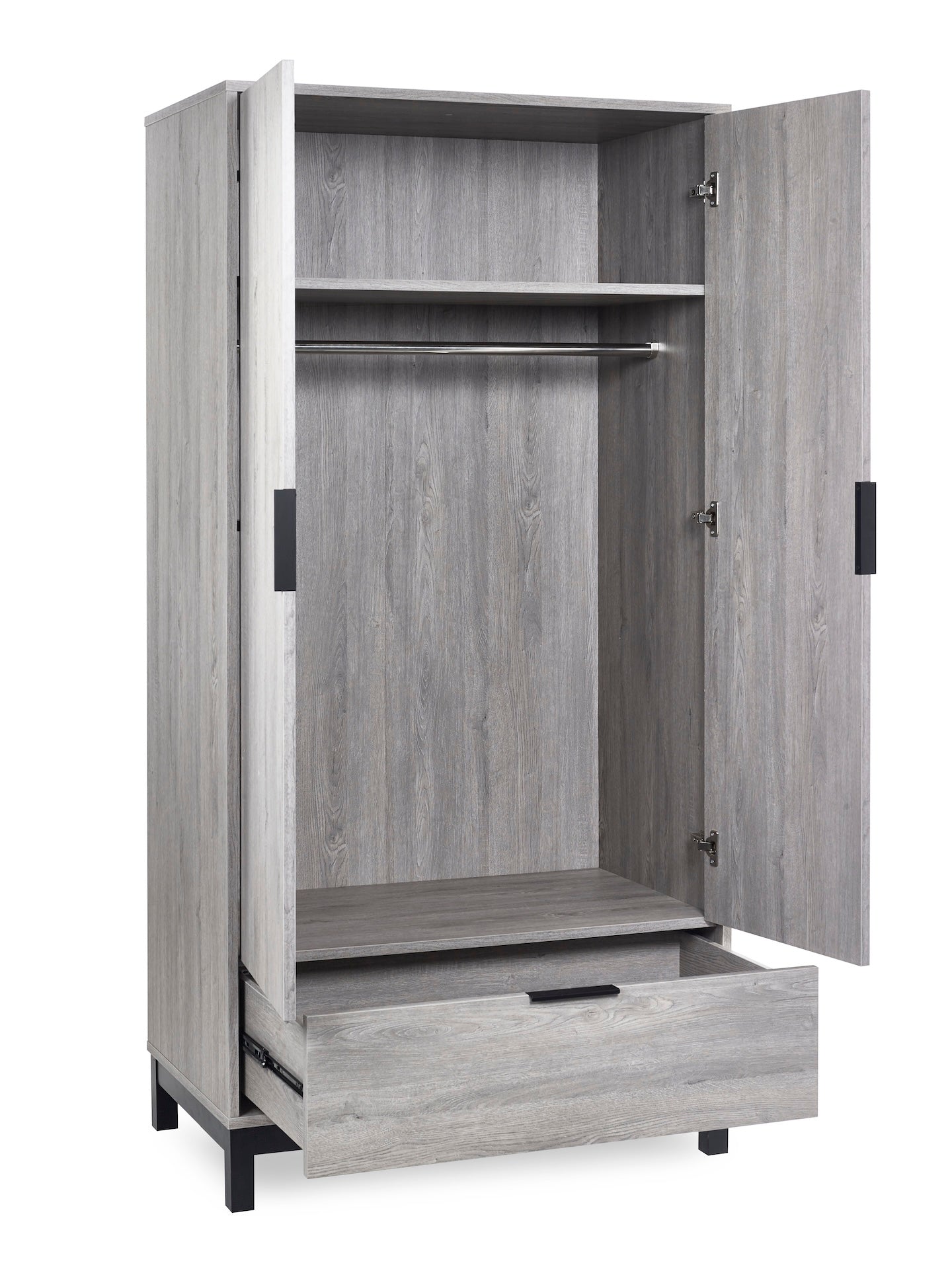 Bali 2 Door 1 Drawer Wardrobe - Grey Oak