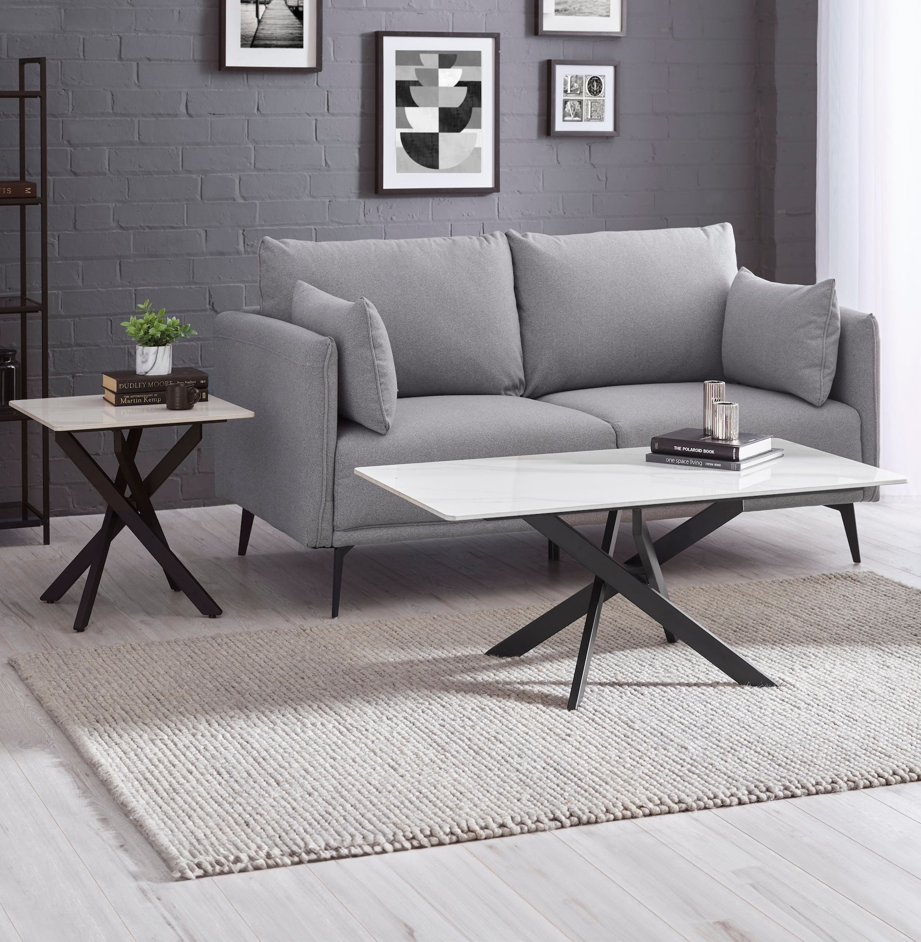 Bradley White Marble Lamp Table