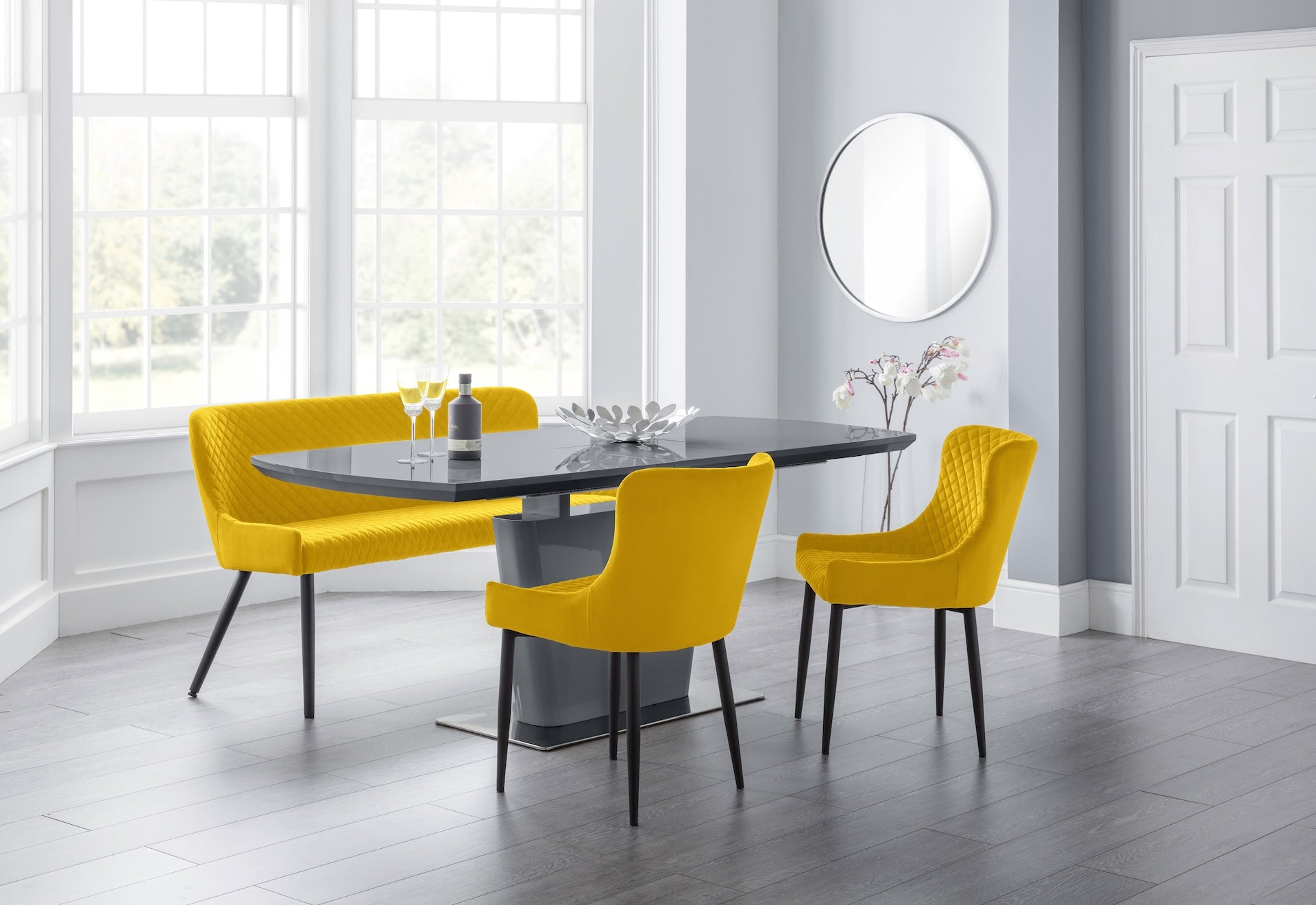 Como High Gloss Extending Table - Grey