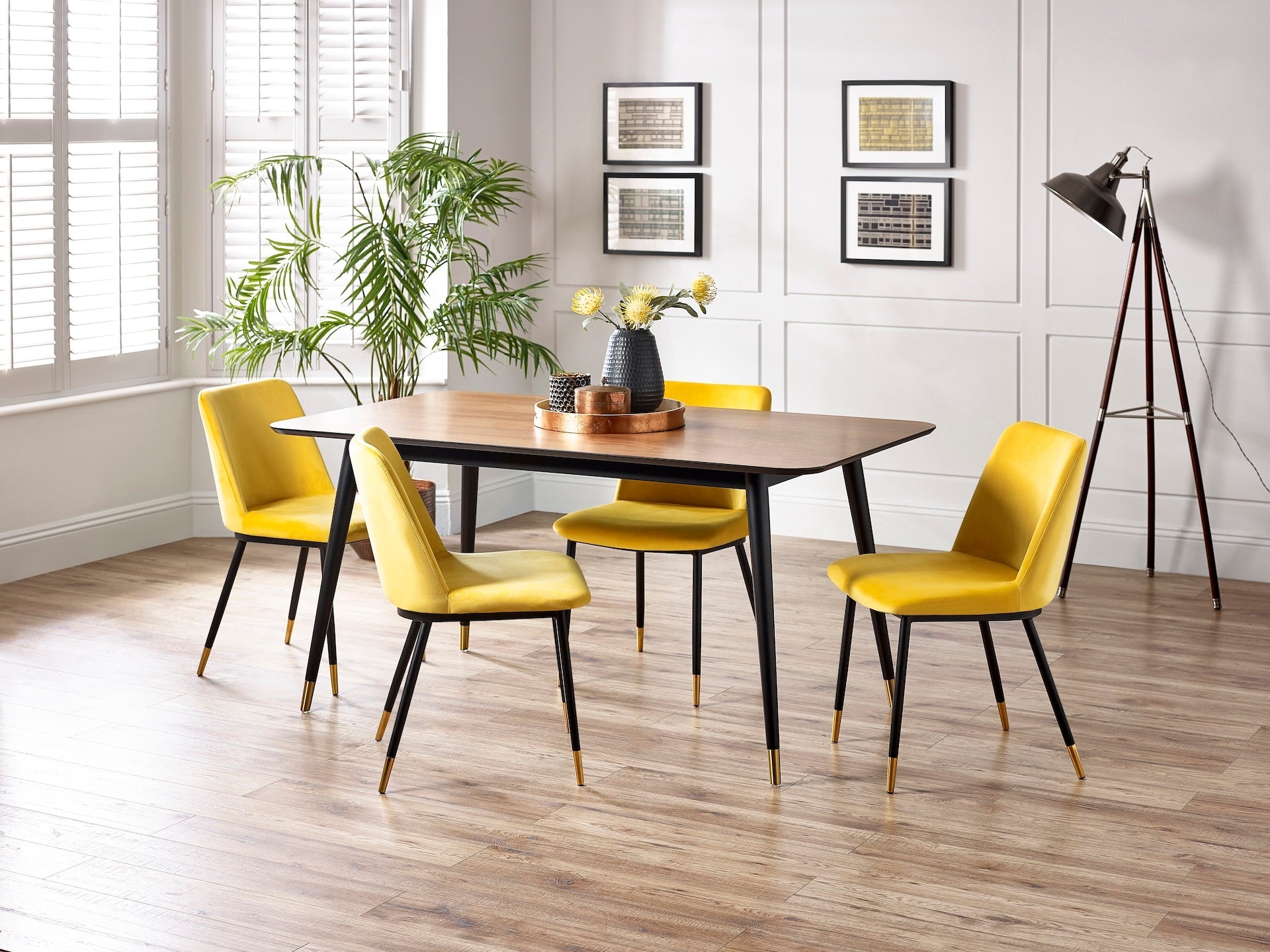 Findlay Rectangular Dining Table - Walnut & Black