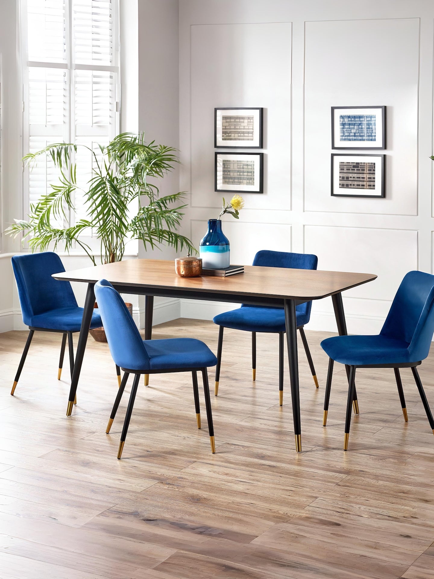 Findlay Rectangular Dining Table - Walnut & Black