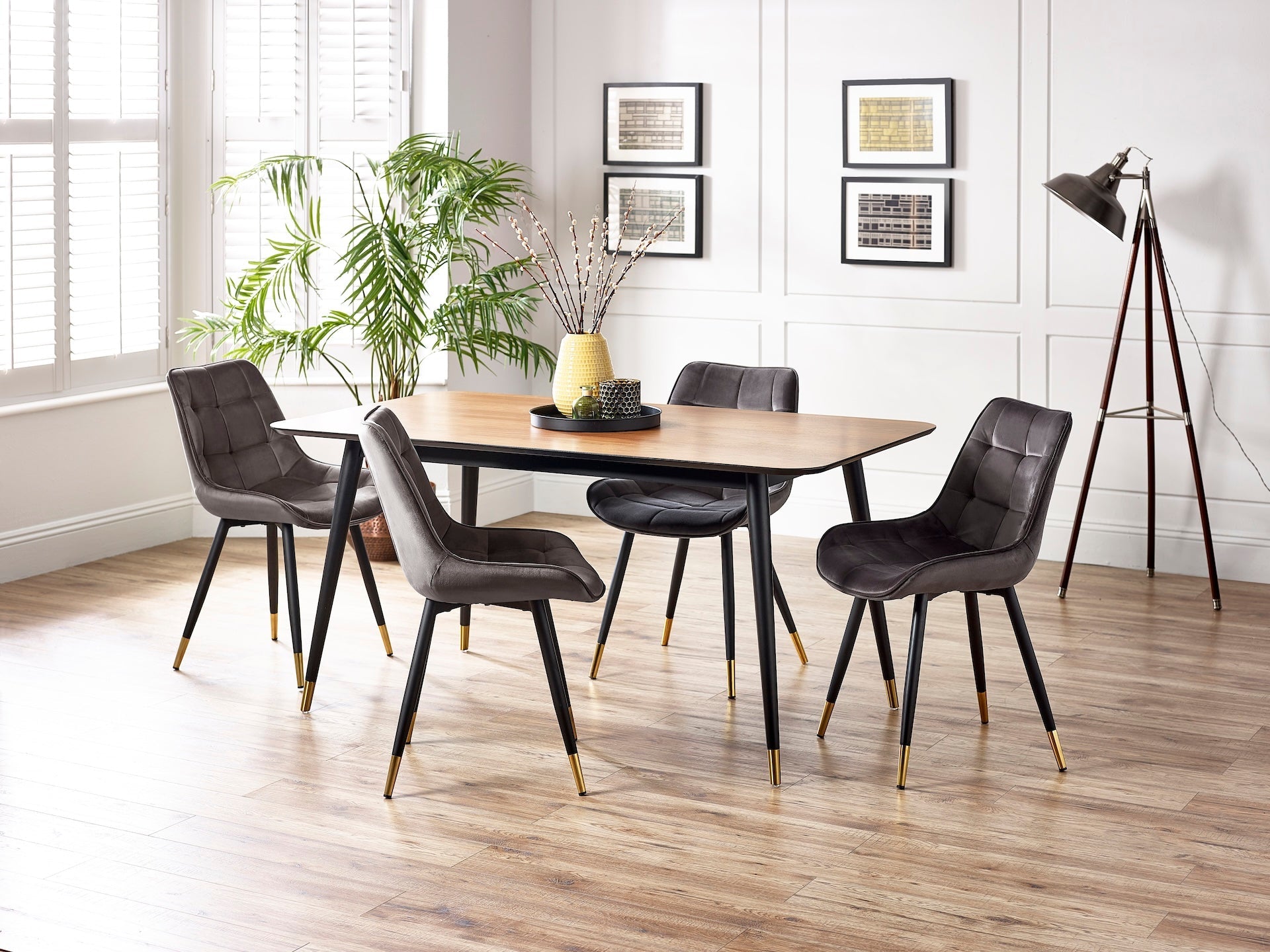 Findlay Rectangular Dining Table - Walnut & Black