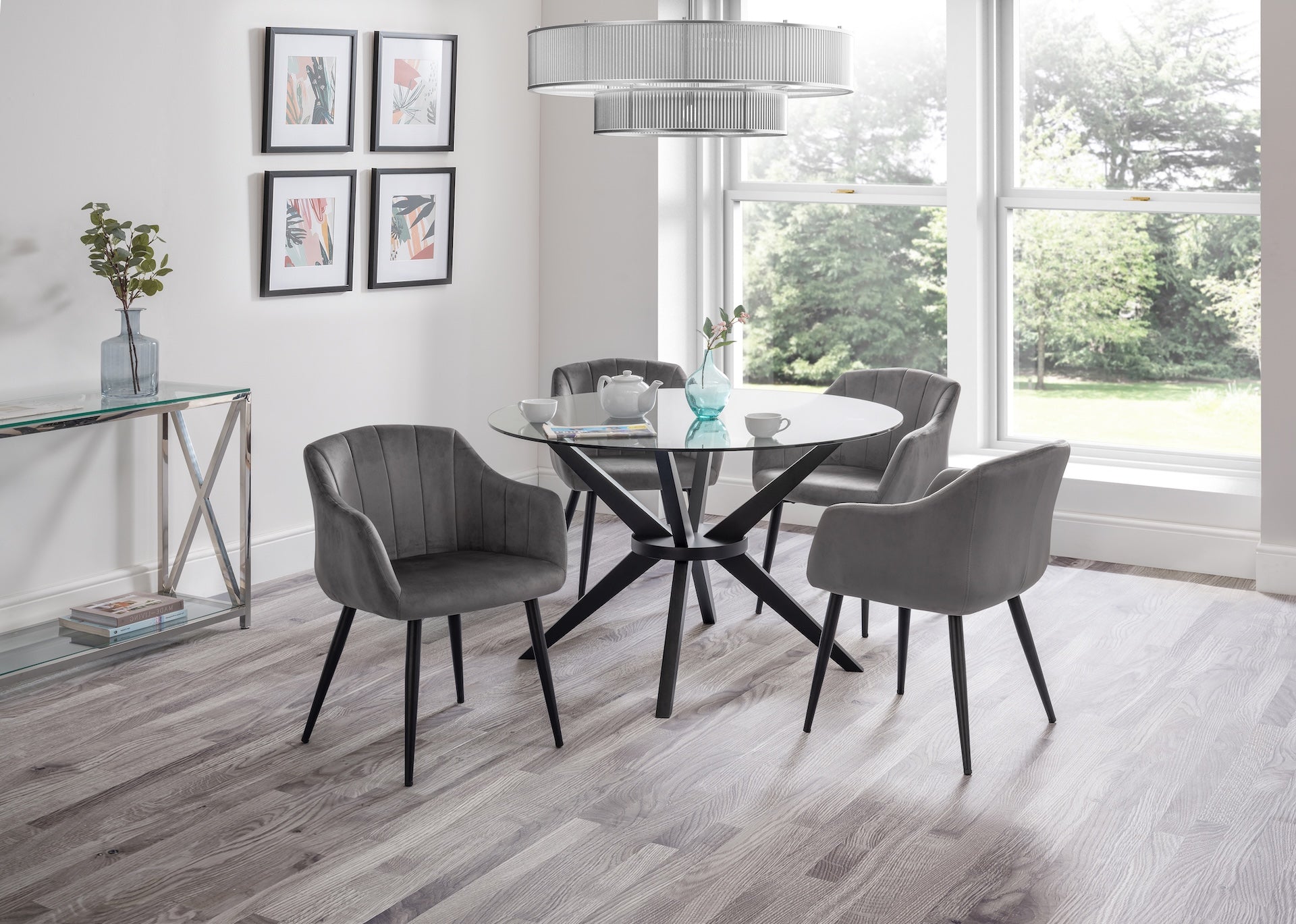 Hobart Scalloped Dining Chairs - Grey (Set Of 2)