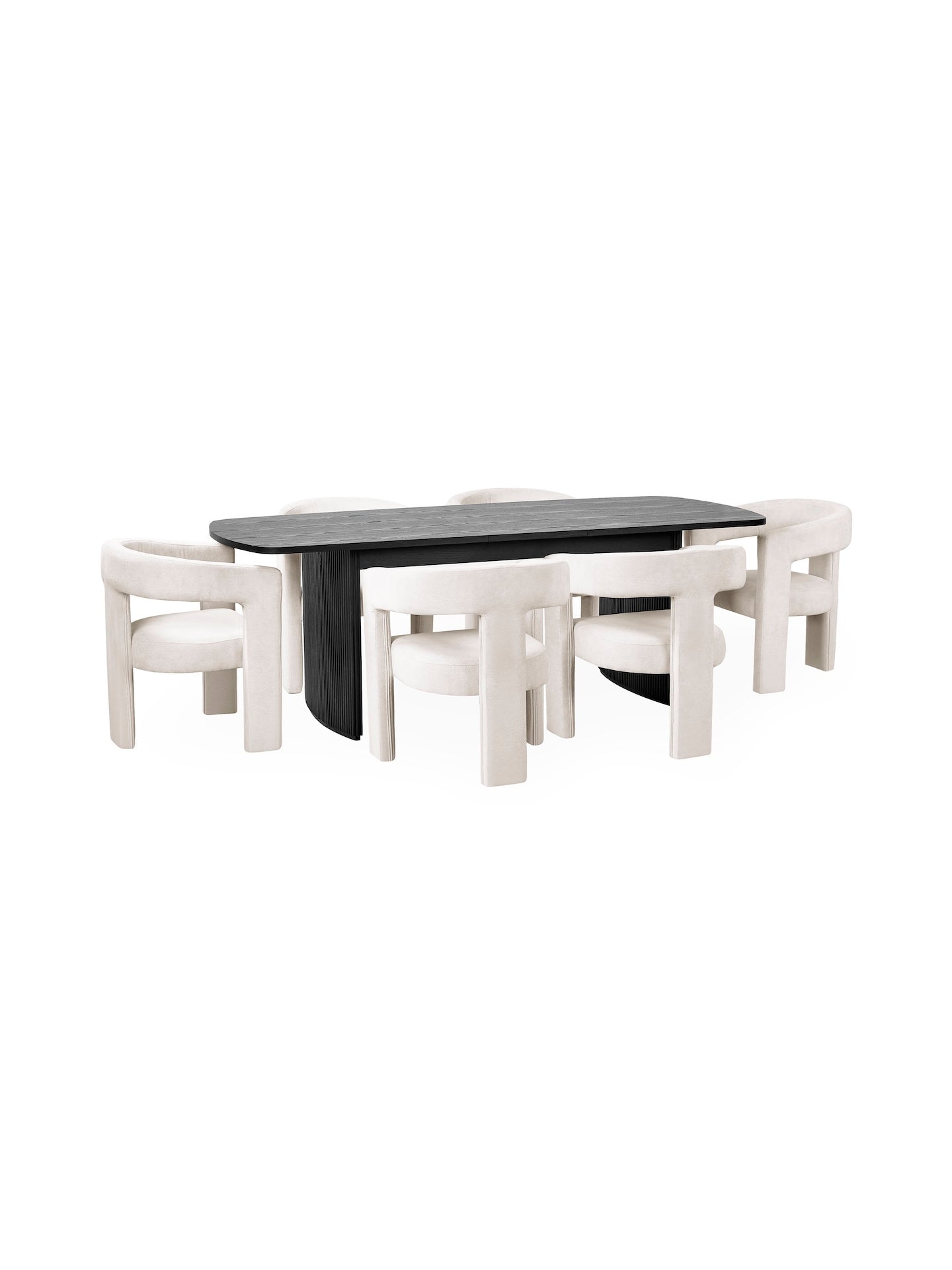 Louis Fluted Extending Dining Table - Black