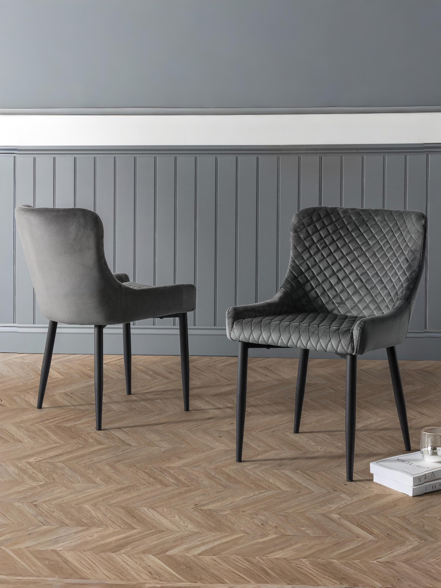 Luxe Velvet Dining Chairs - Grey (Set Of 2)