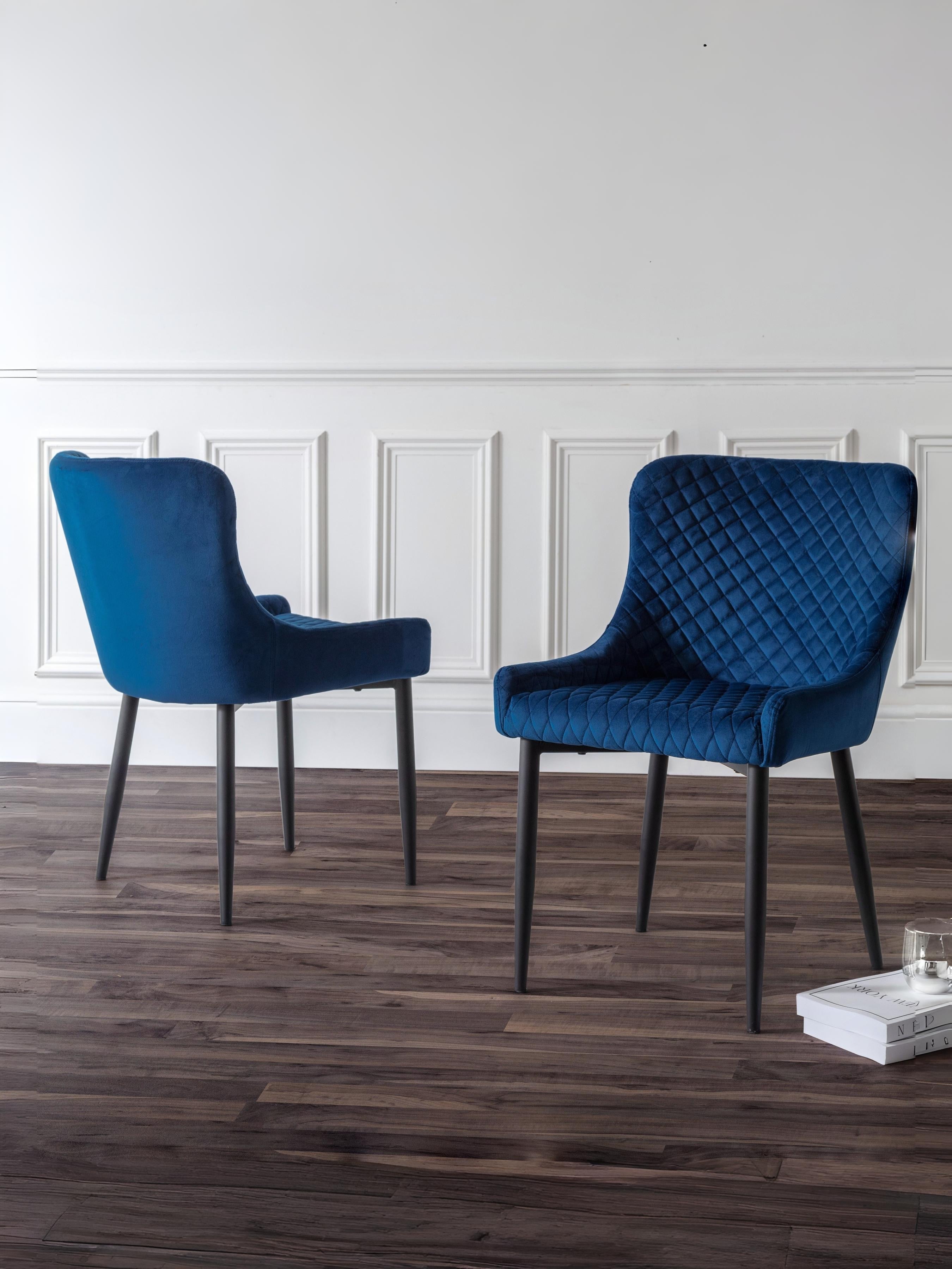 Luxe Velvet Dining Chairs - Blue (Set Of 2)