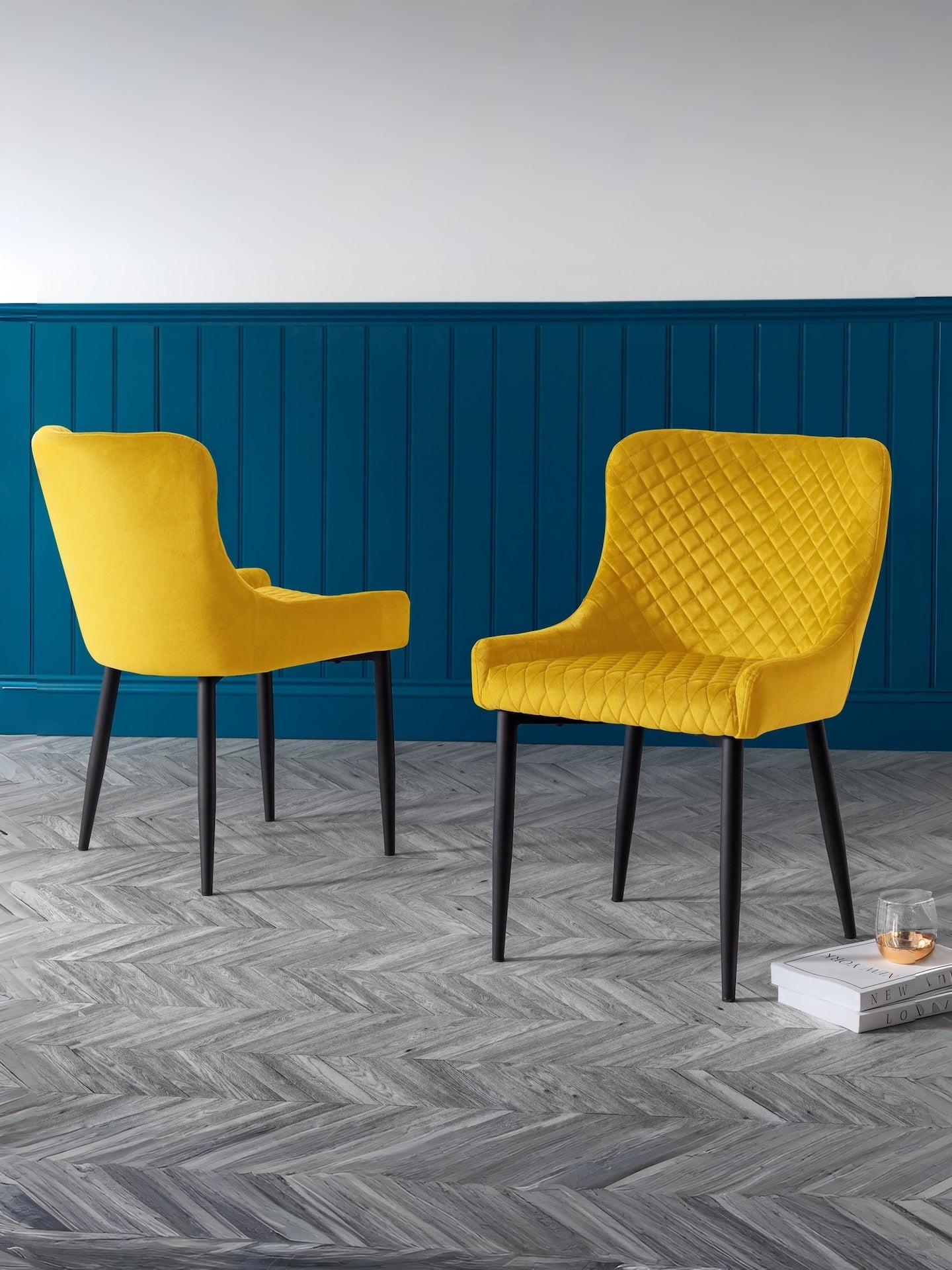 Luxe Velvet Dining Chairs - Mustard (Set Of 2)