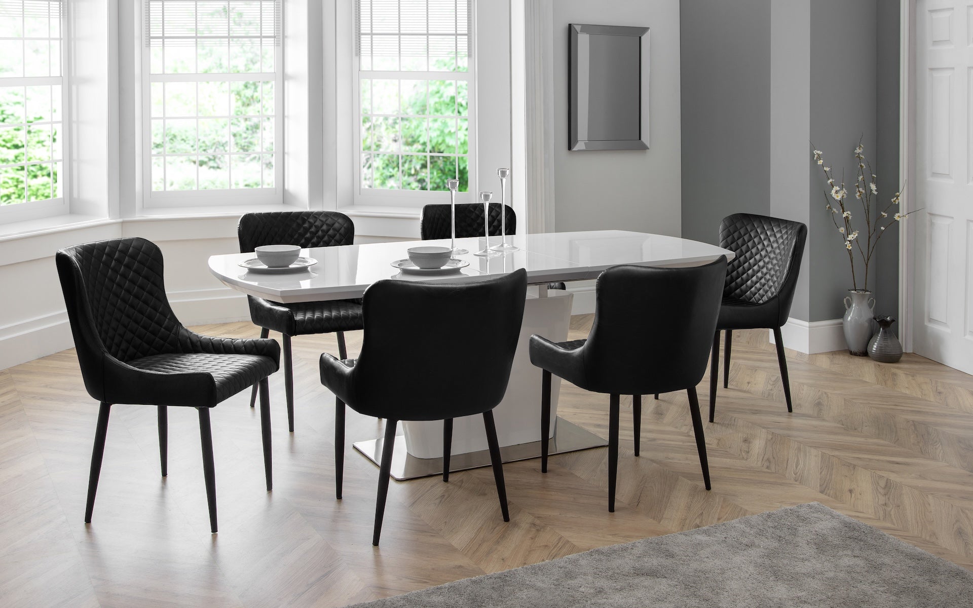 Luxe Faux Leather Dining Chairs Black (Set Of 2)