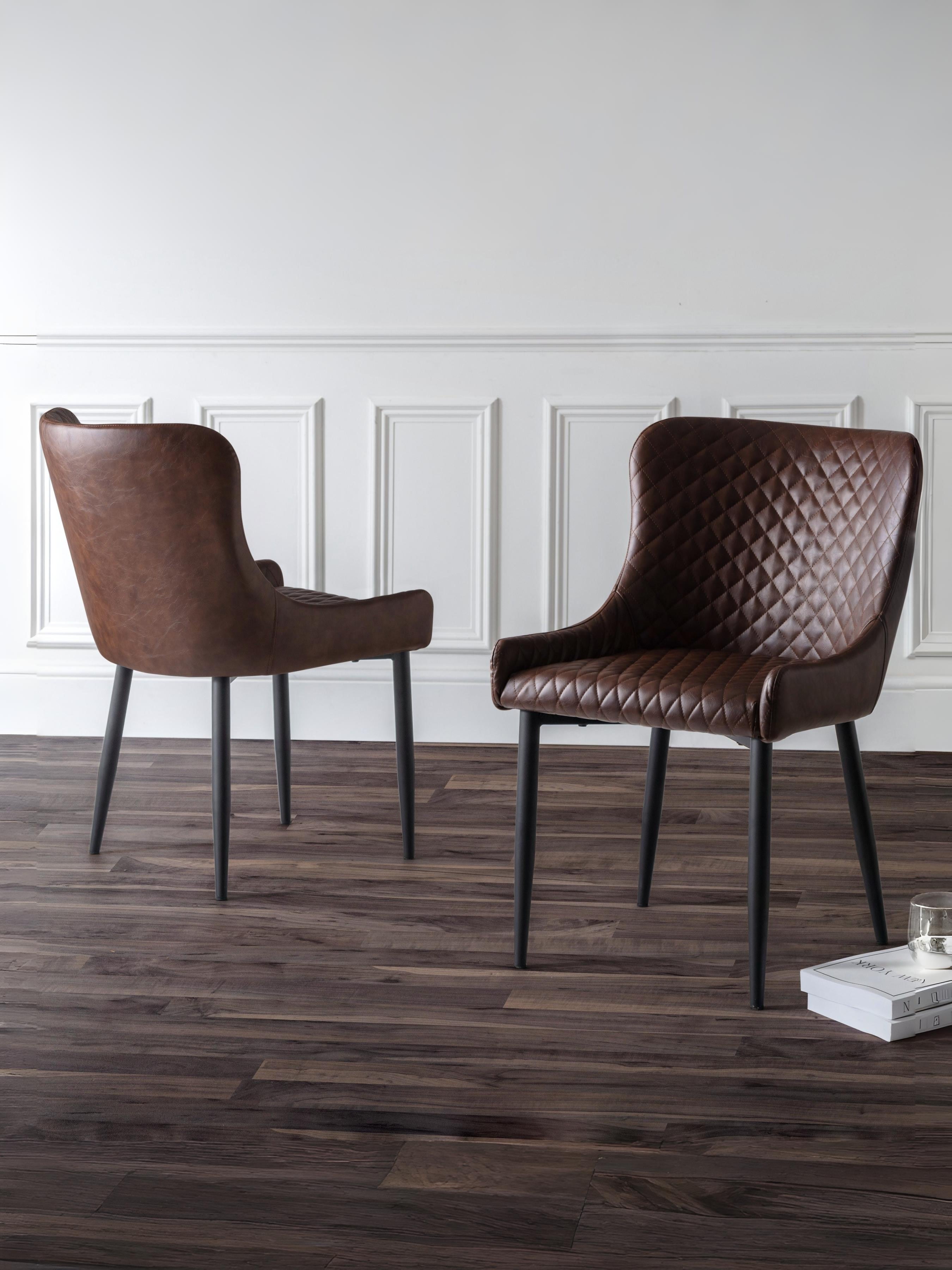 Luxe Faux Leather Dining Chairs Brown (Set Of 2)