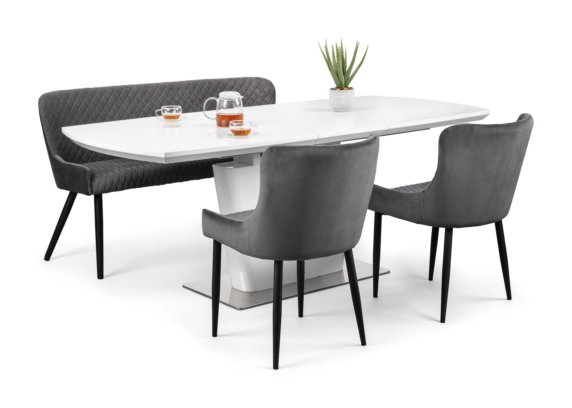 Luxe High Back Bench - Grey