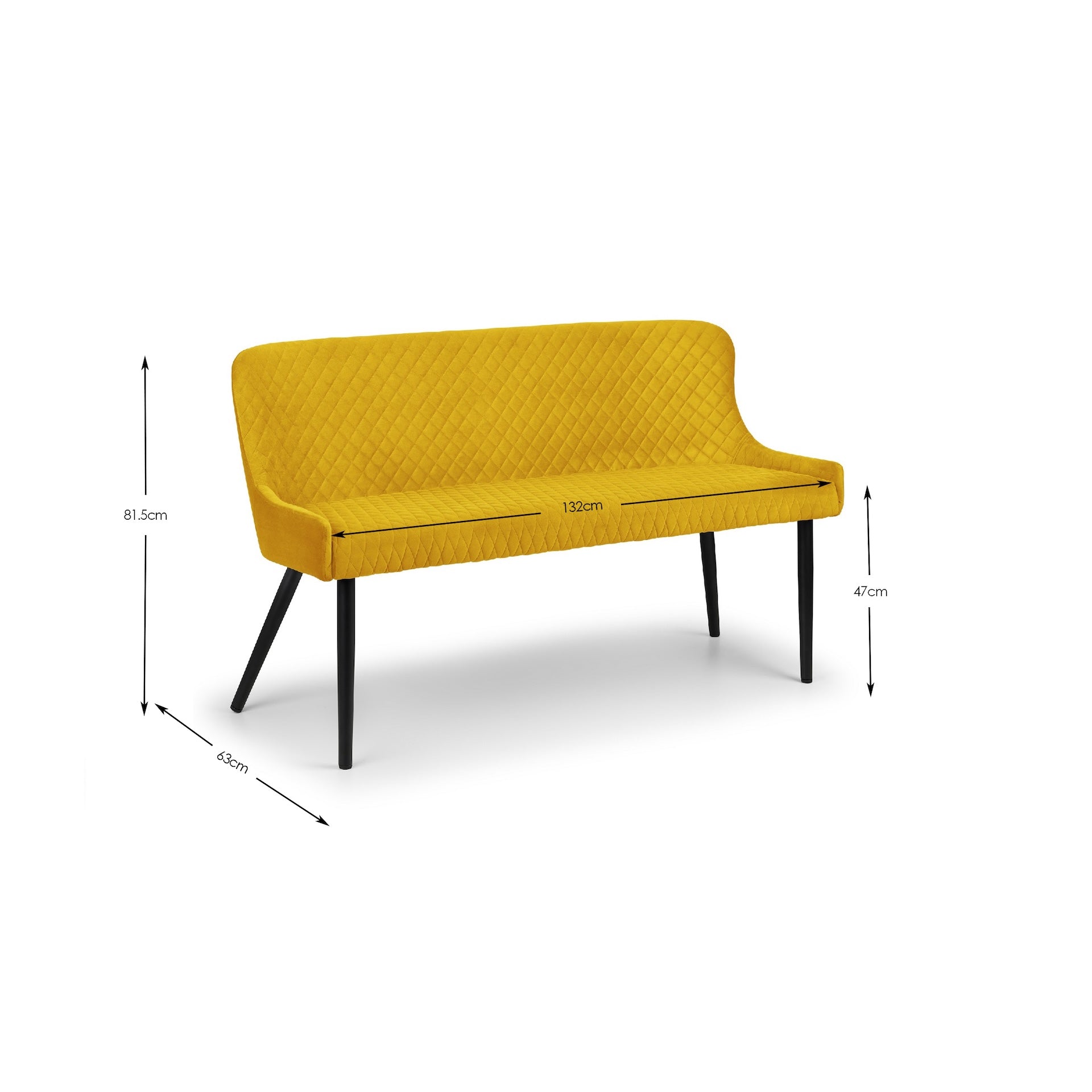 Luxe High Back Bench - Mustard
