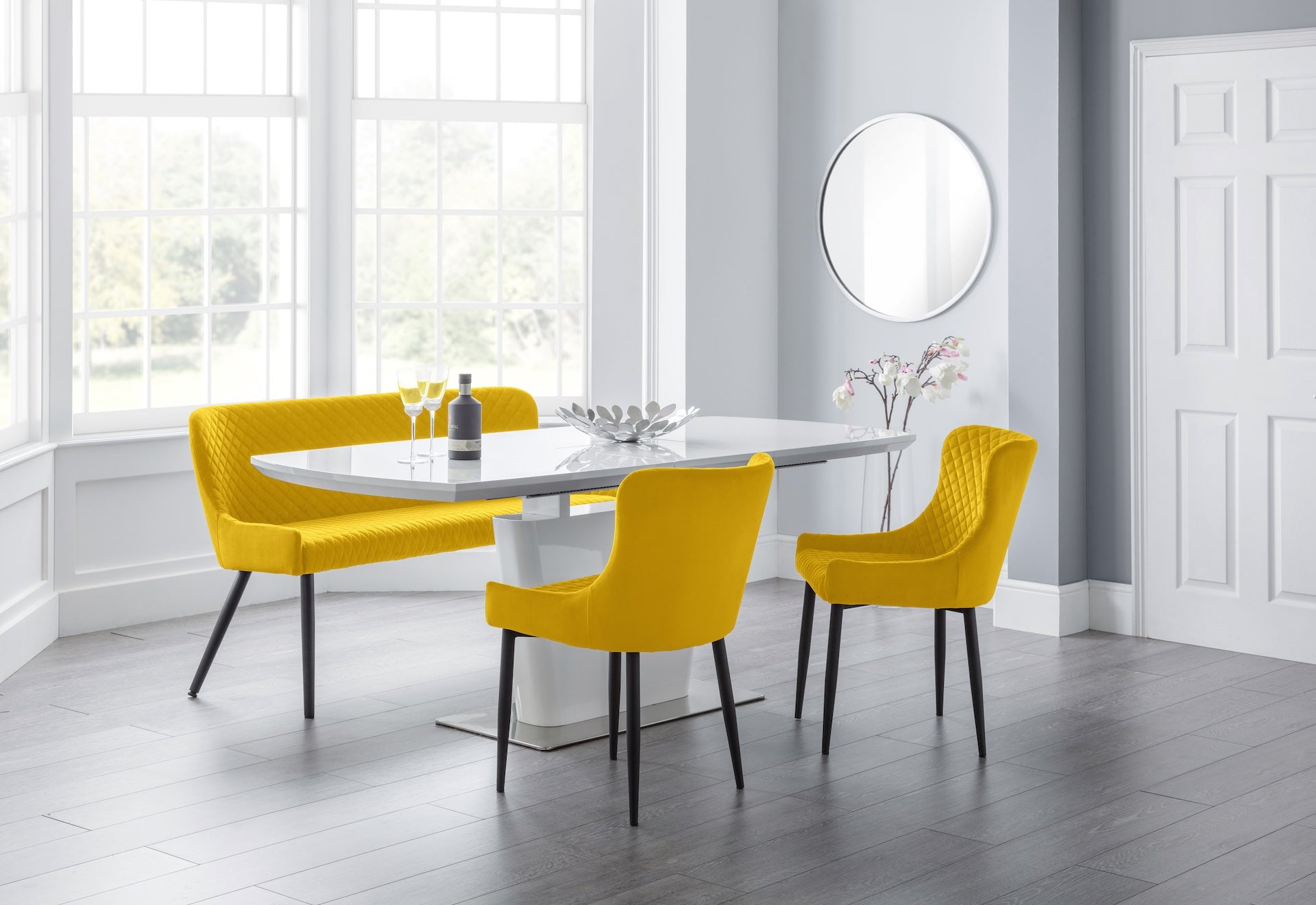 Luxe High Back Bench - Mustard