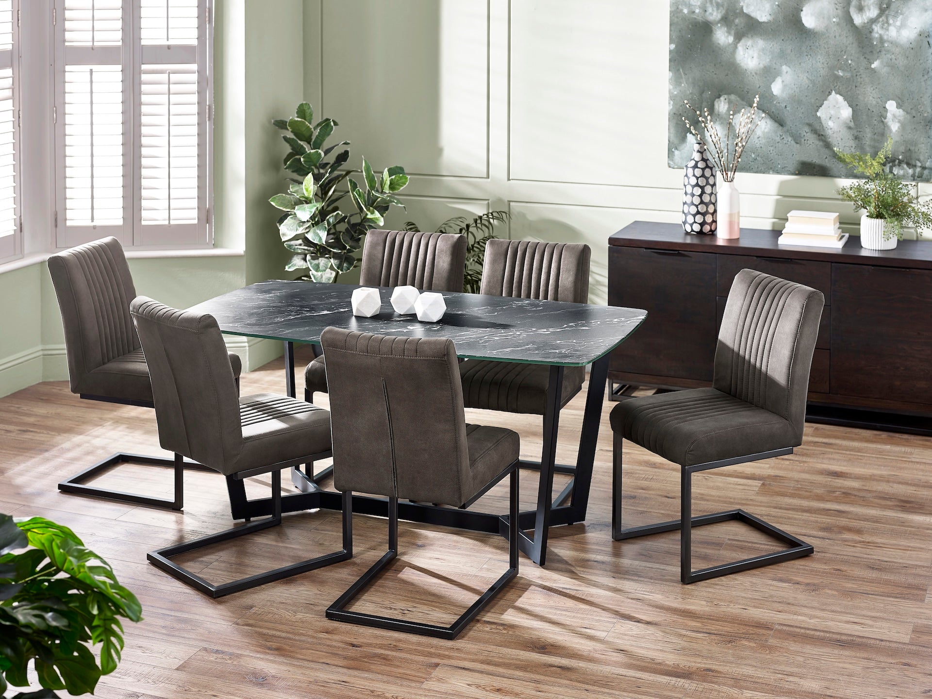 Olympus Dining Table - Black Marble