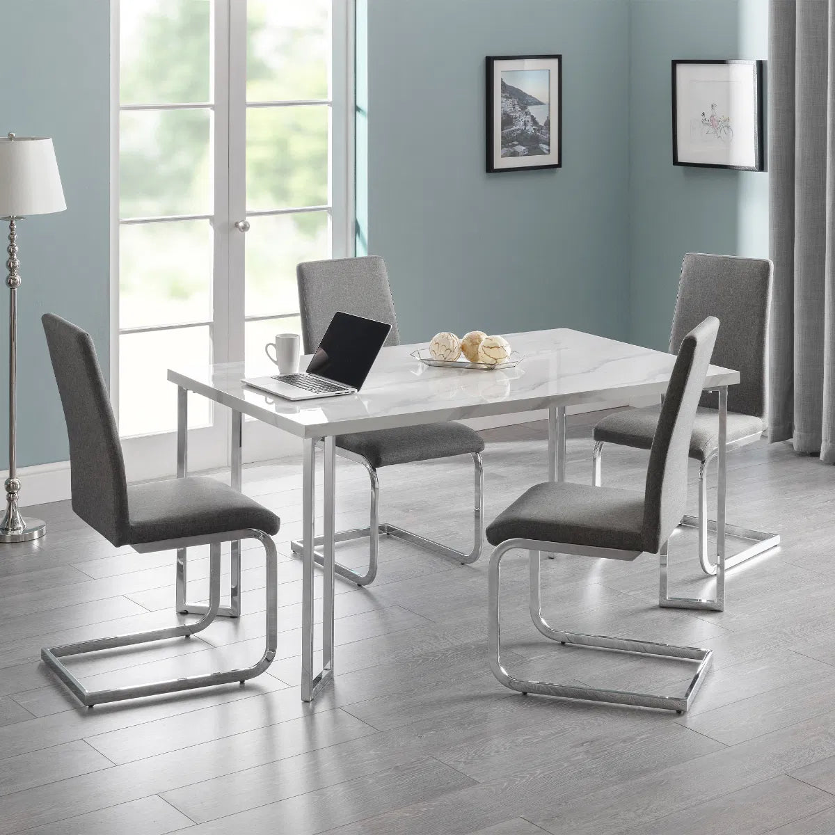 Roma Cantilever Dining Chairs Slate Grey (Set Of 2)