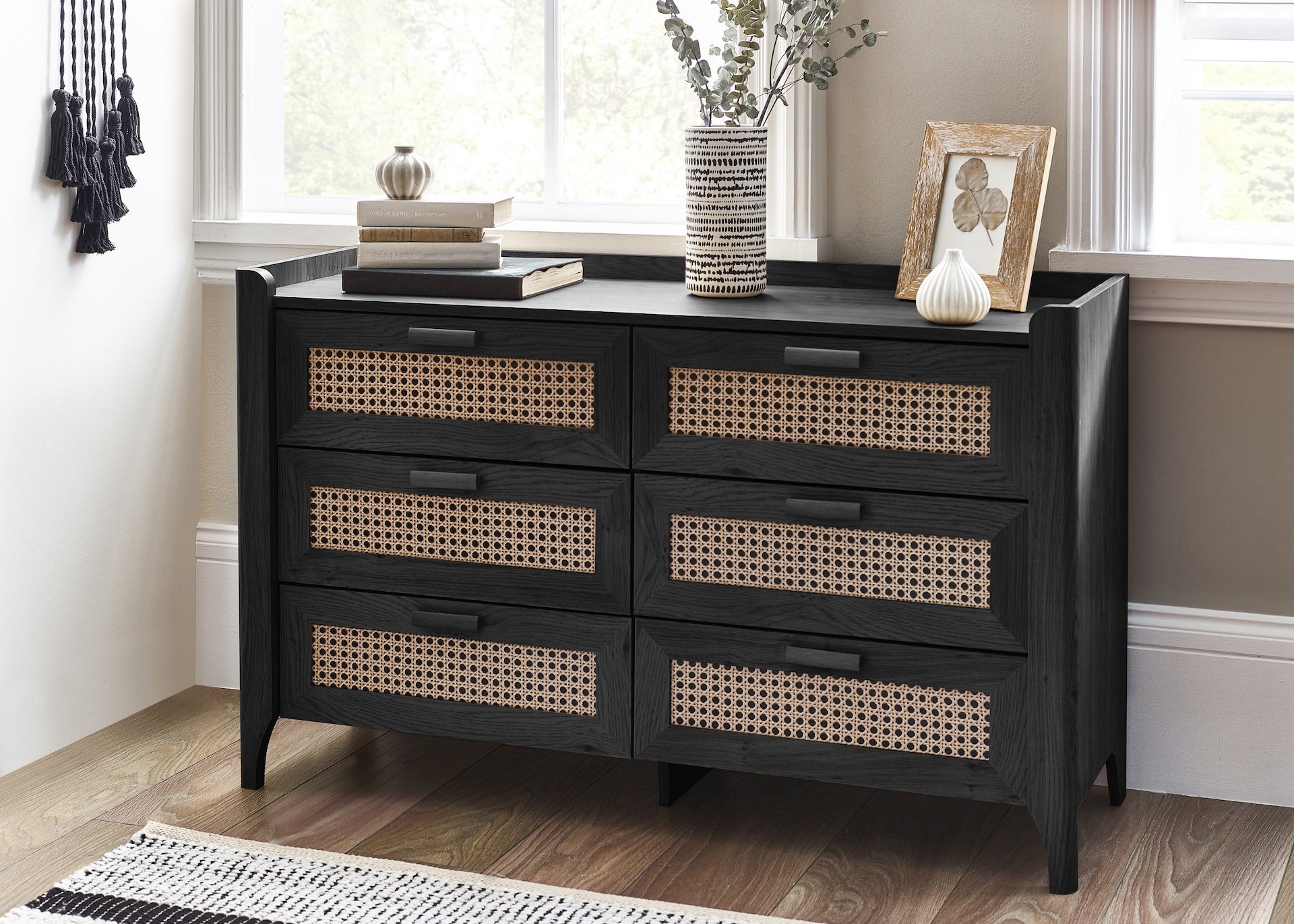 Sydney 6 Drawer Wide Chest - Black Ash