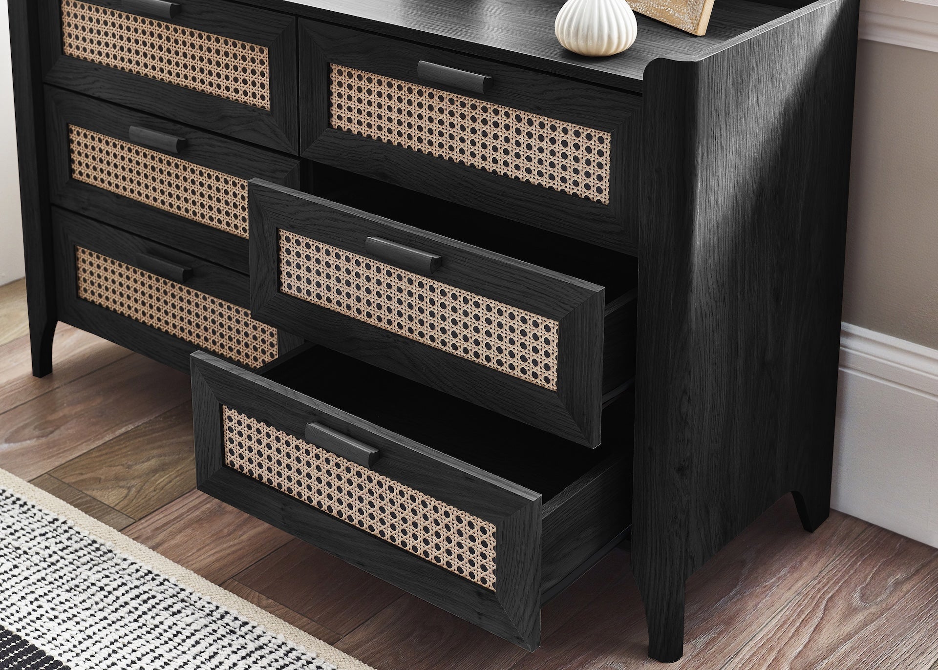Sydney 6 Drawer Wide Chest - Black Ash