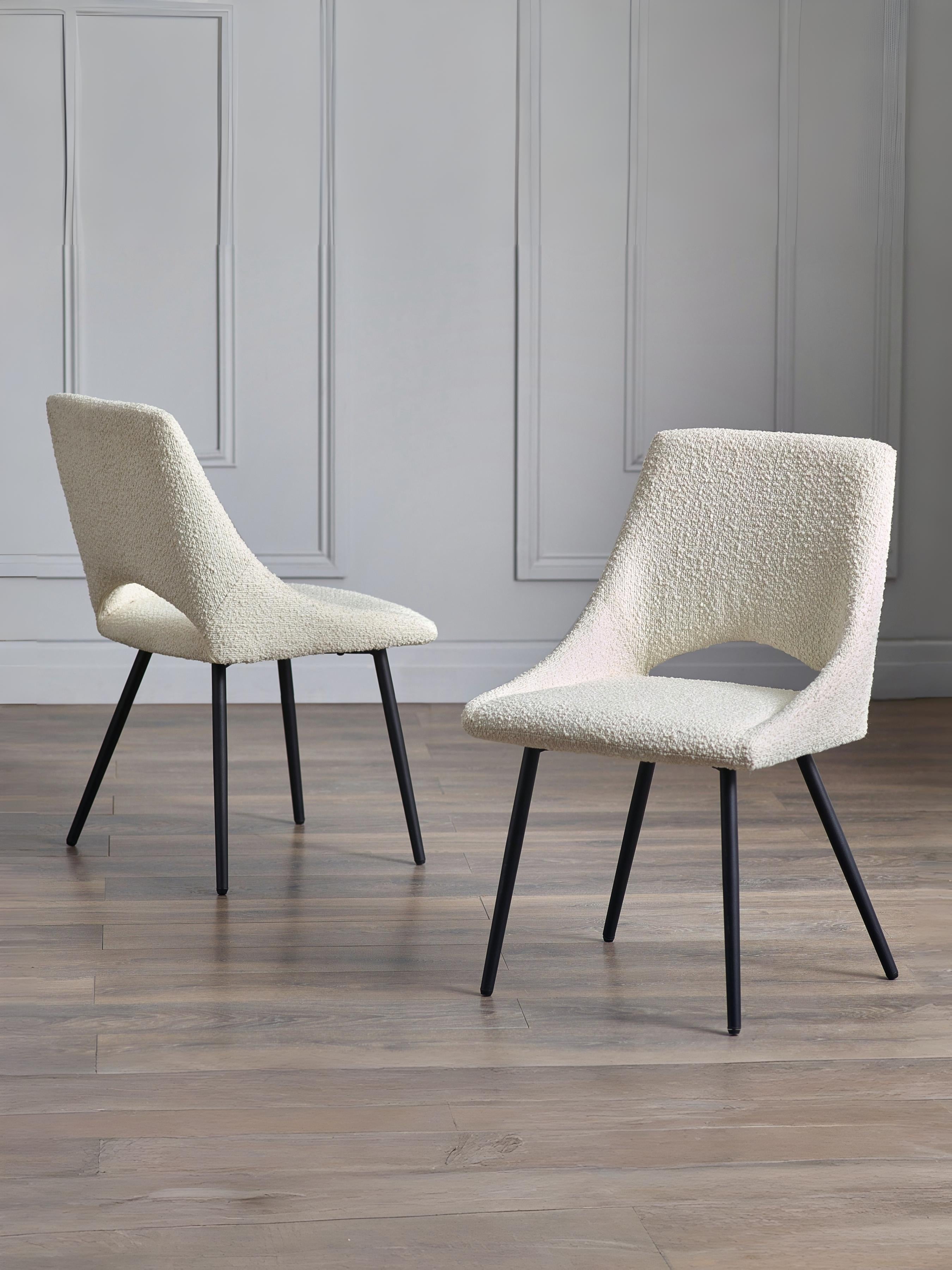 Iris Boucle Dining Chairs - Ivory (Set of 2)