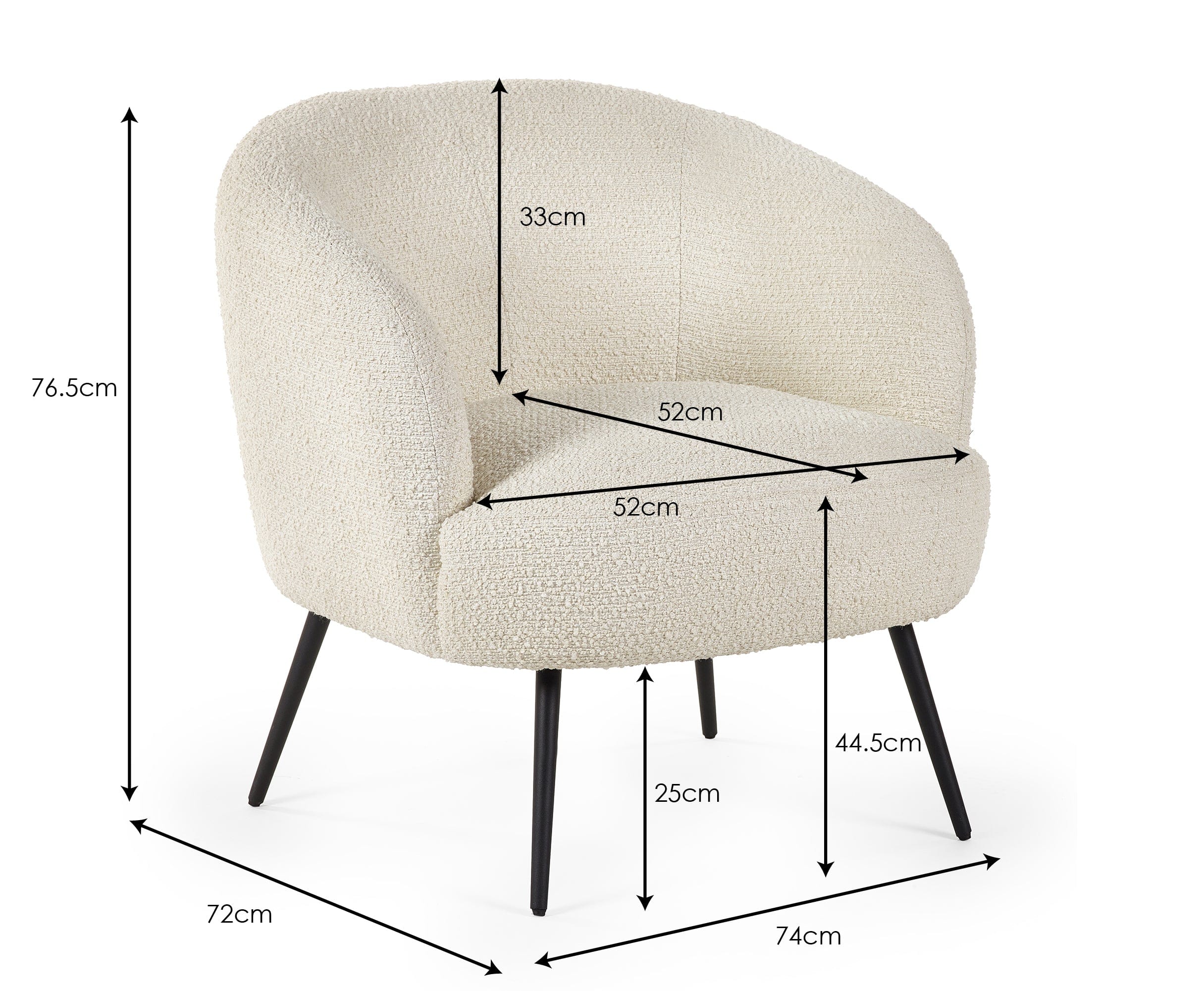 Julian Bowen Armchair Gigi Boucle Accent Chair - Ivory Bed Kings