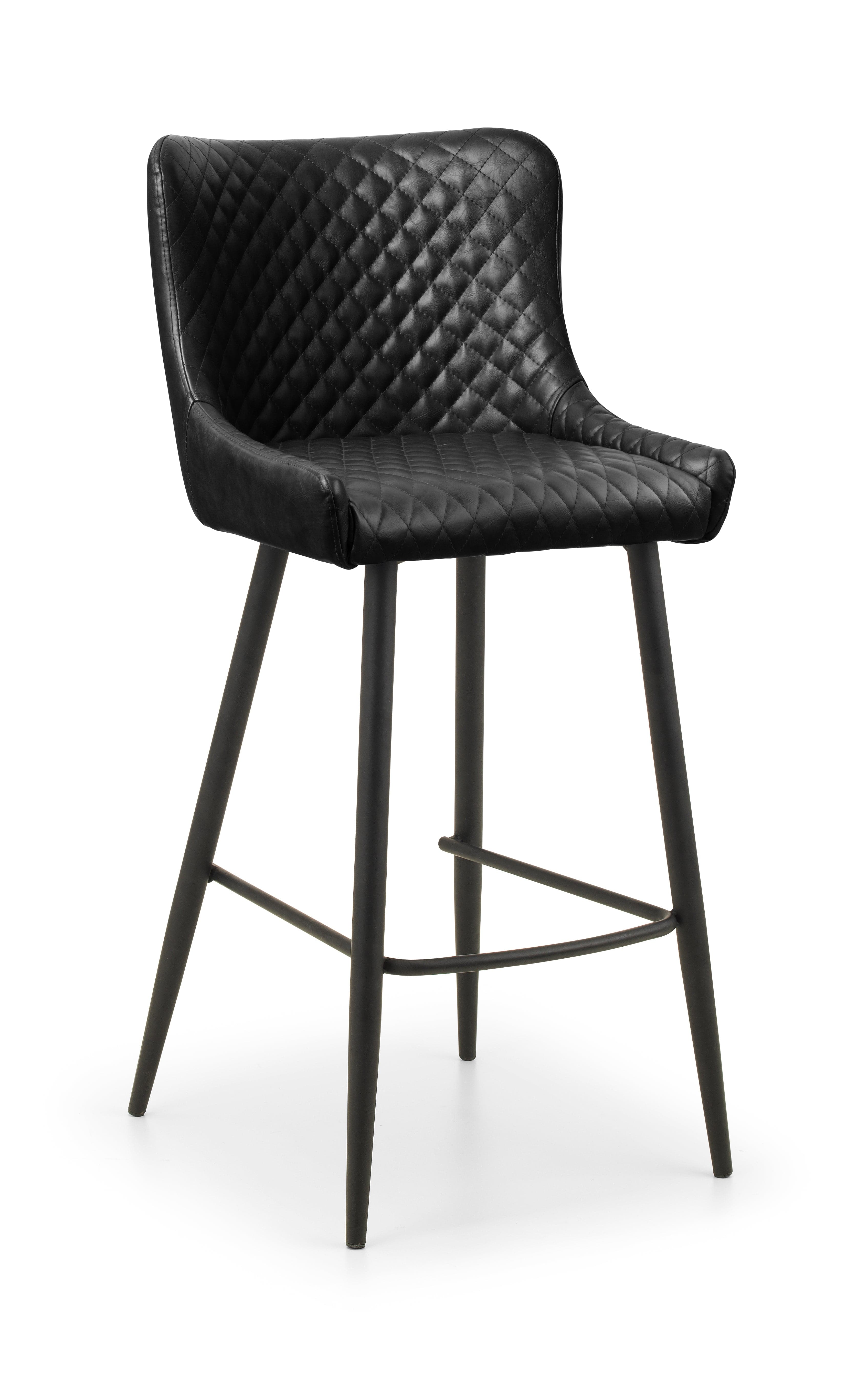 Julian Bowen Bar Stool Luxe Faux Leather Barstool - Black Bed Kings