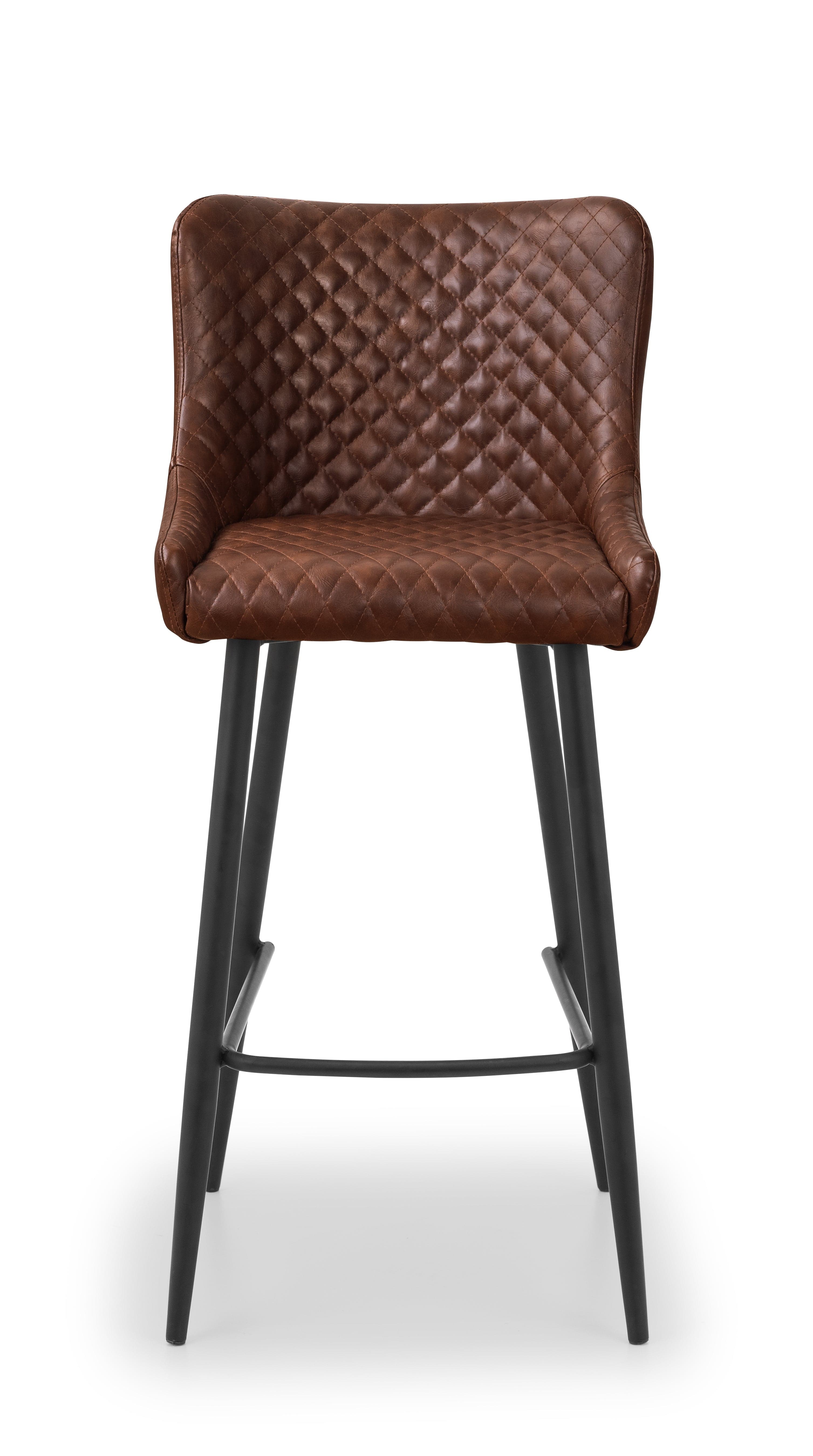 Julian Bowen Bar Stool Luxe Faux Leather Barstool - Brown Bed Kings