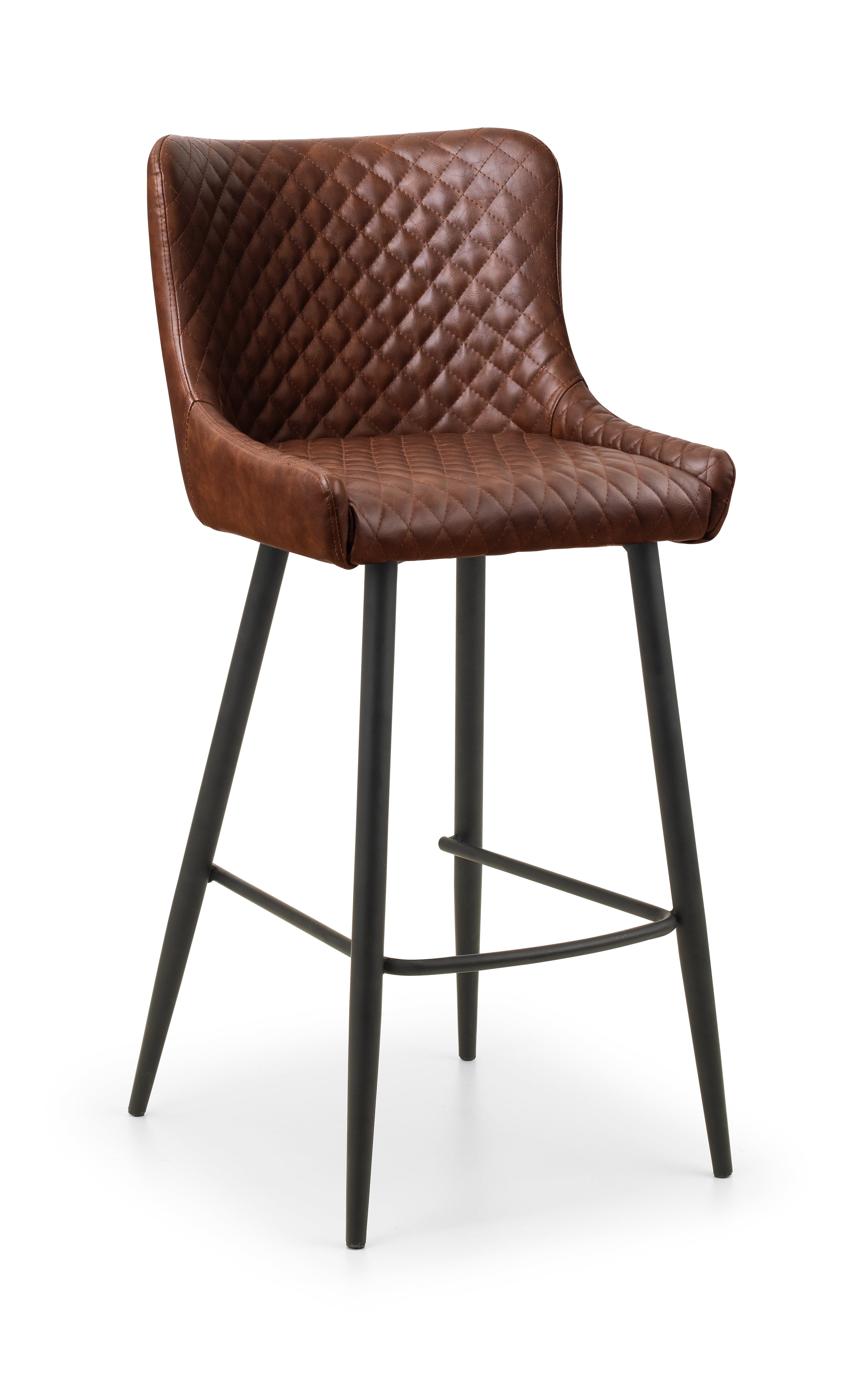 Julian Bowen Bar Stool Luxe Faux Leather Barstool - Brown Bed Kings