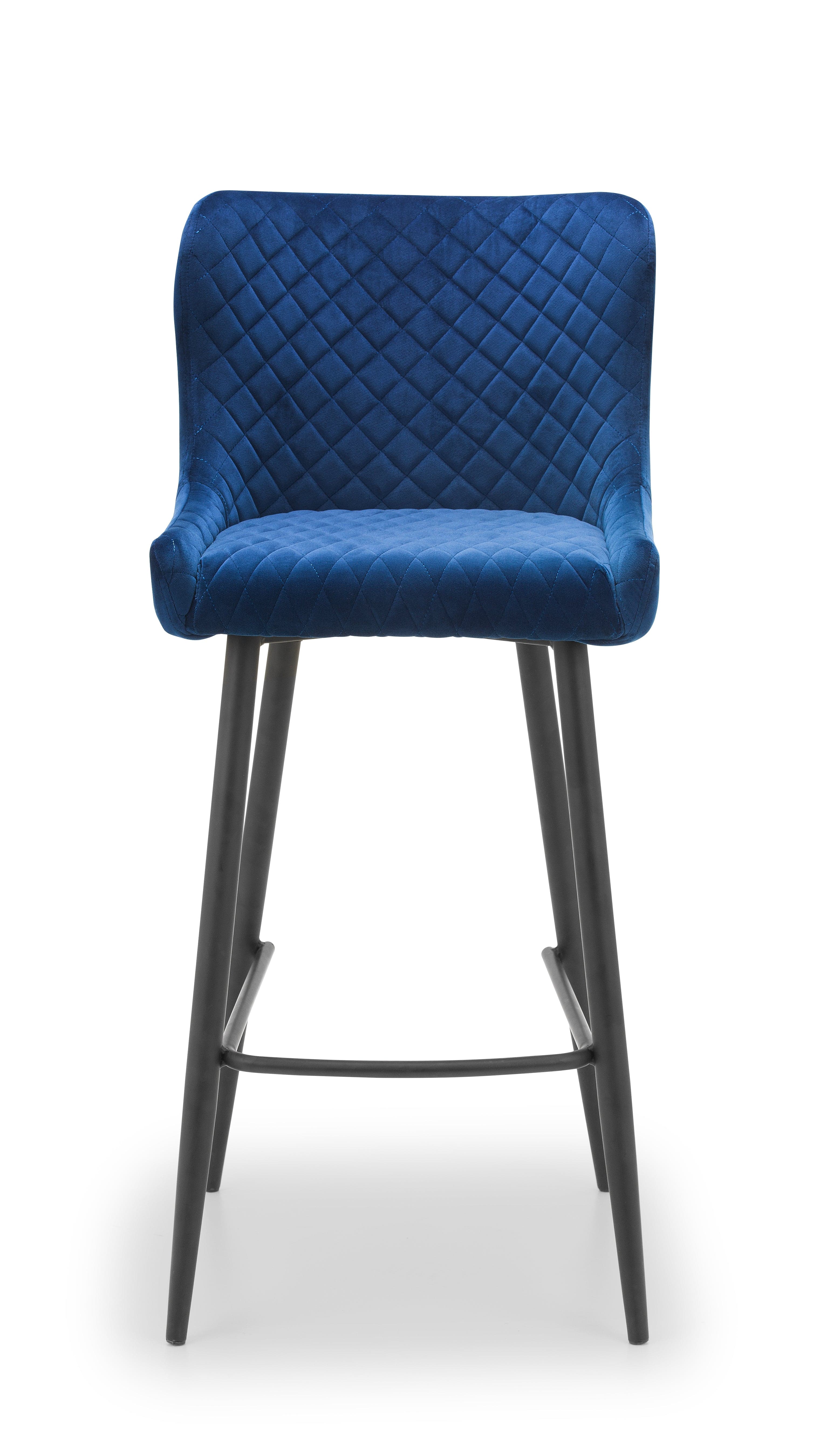 Julian Bowen Bar Stool Luxe Velvet Bar Stool - Blue Bed Kings