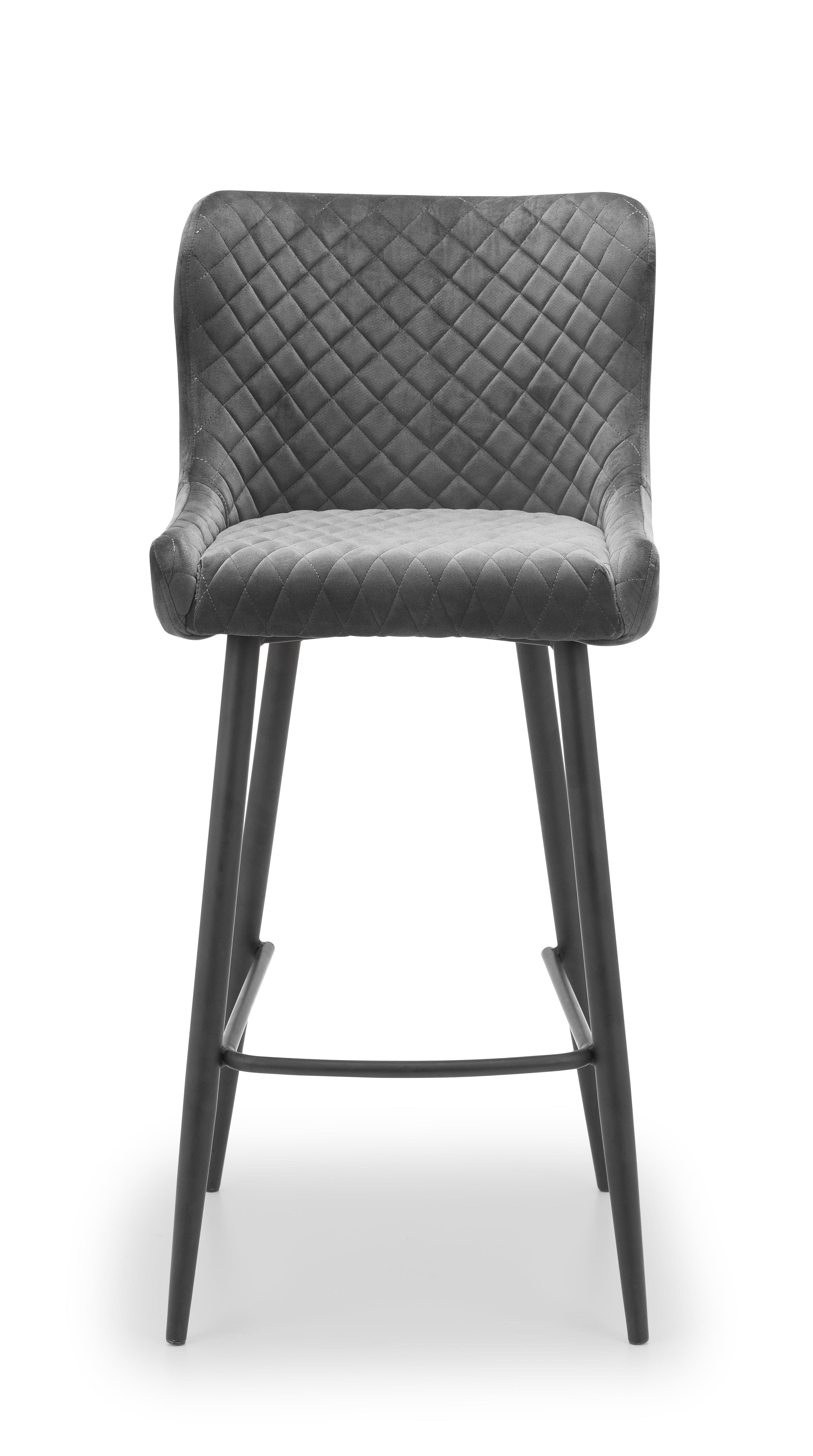 Julian Bowen Bar Stool Luxe Velvet Bar Stool - Grey Bed Kings