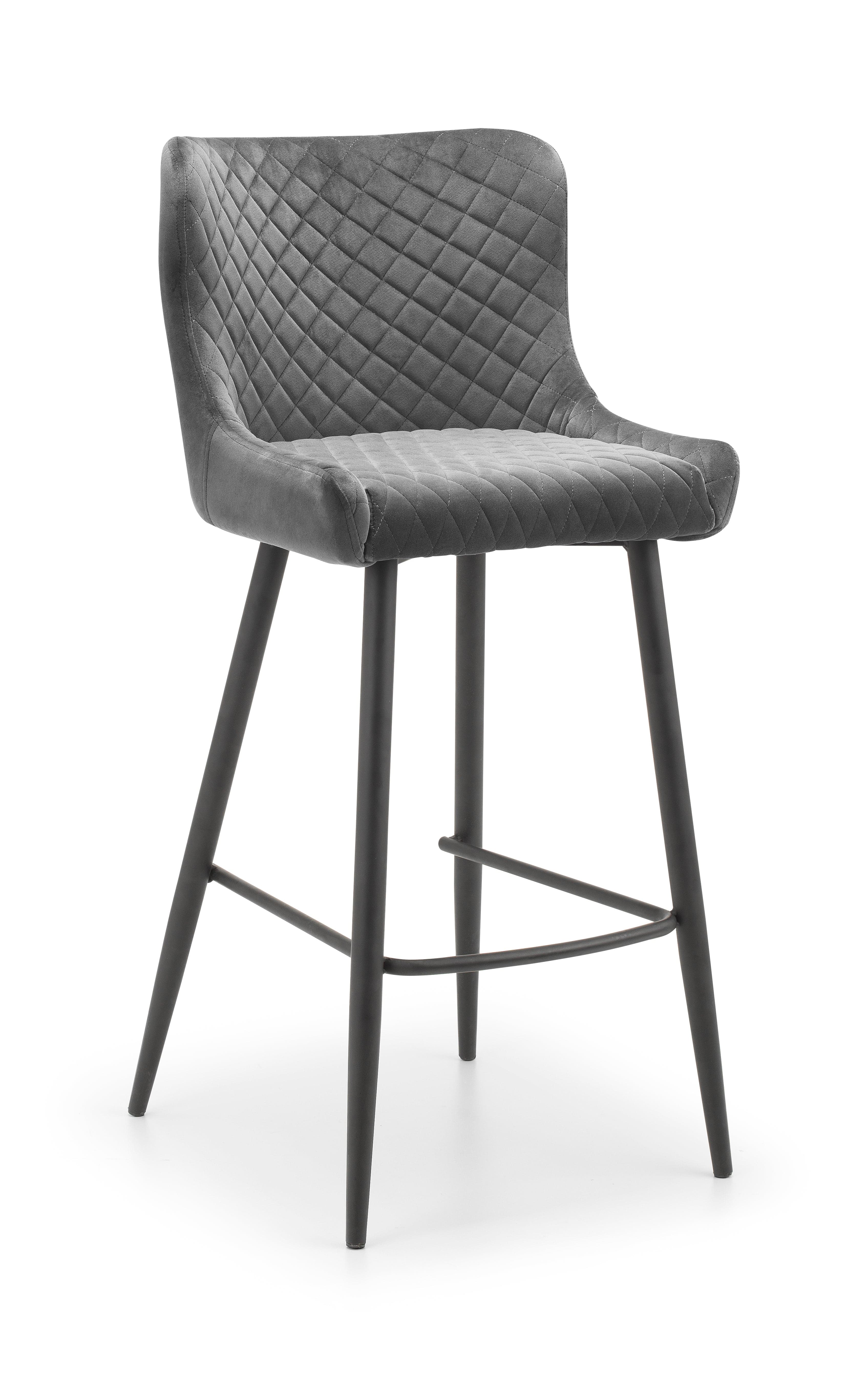 Julian Bowen Bar Stool Luxe Velvet Bar Stool - Grey Bed Kings