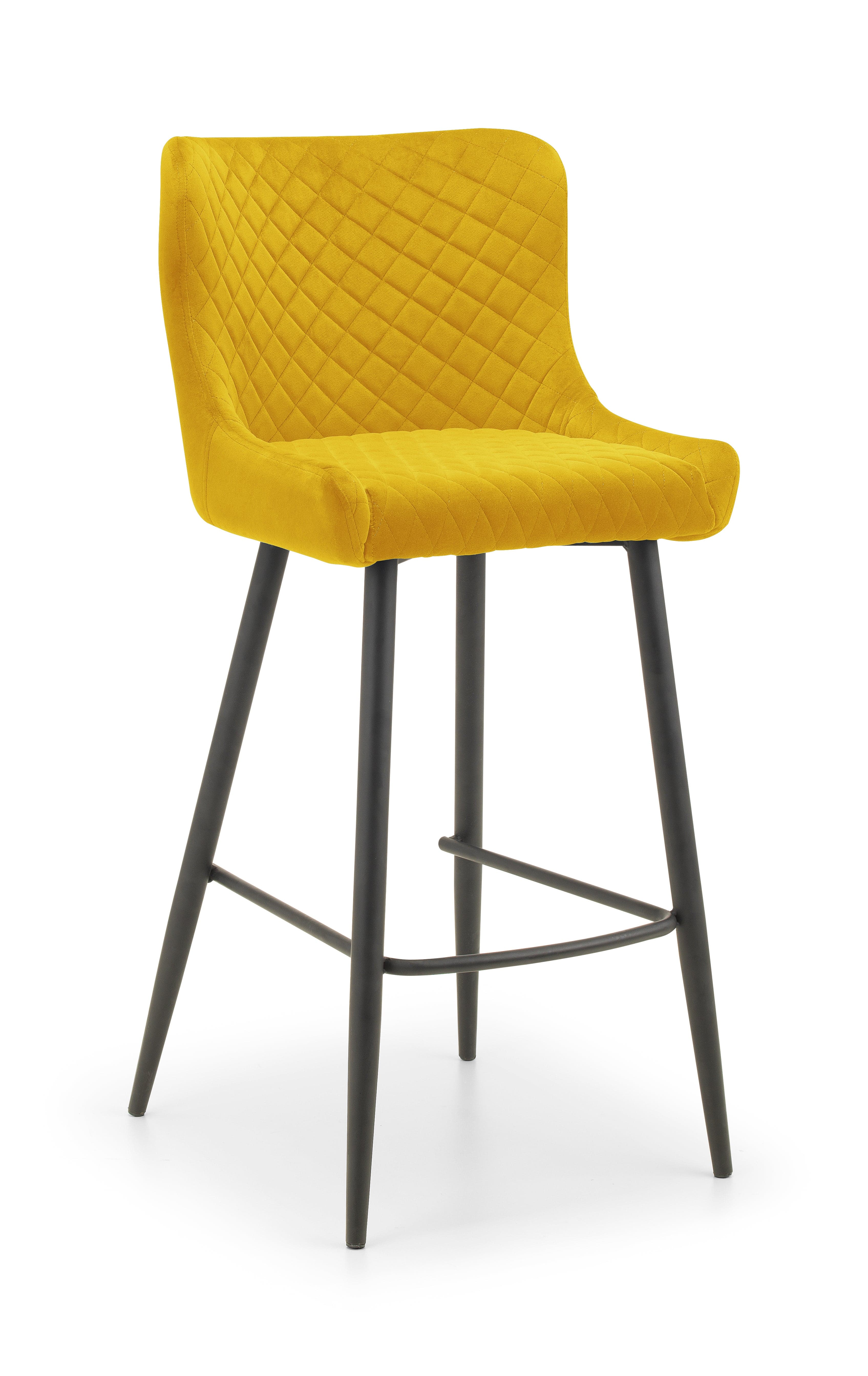 Julian Bowen Bar Stool Luxe Velvet Bar Stool - Mustard Bed Kings