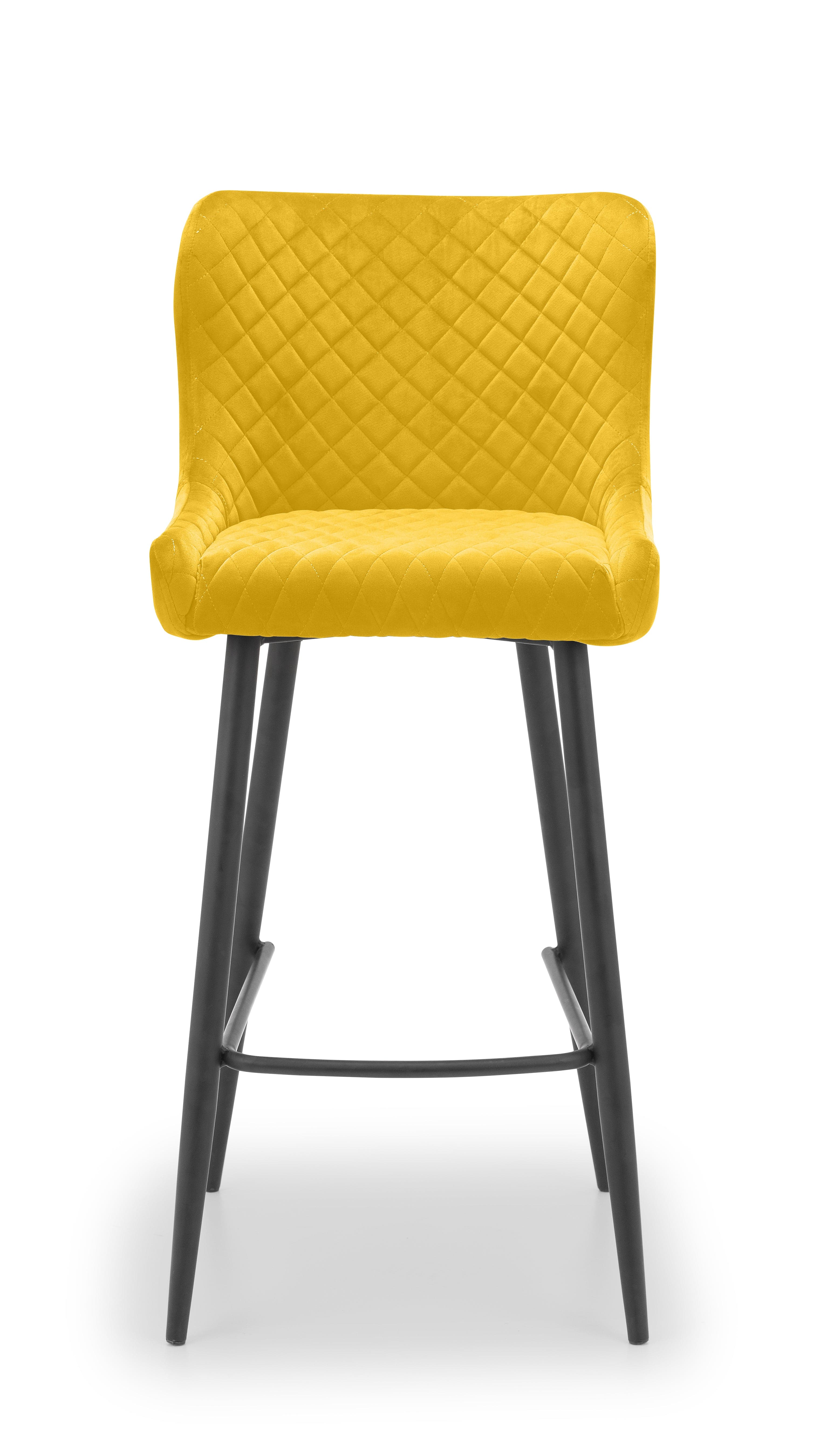 Julian Bowen Bar Stool Luxe Velvet Bar Stool - Mustard Bed Kings