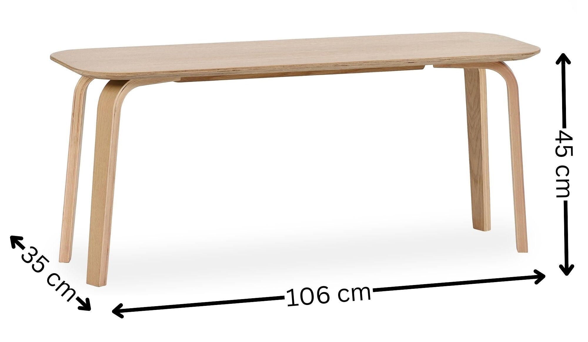 Kaito Oak Curved Leg Bench