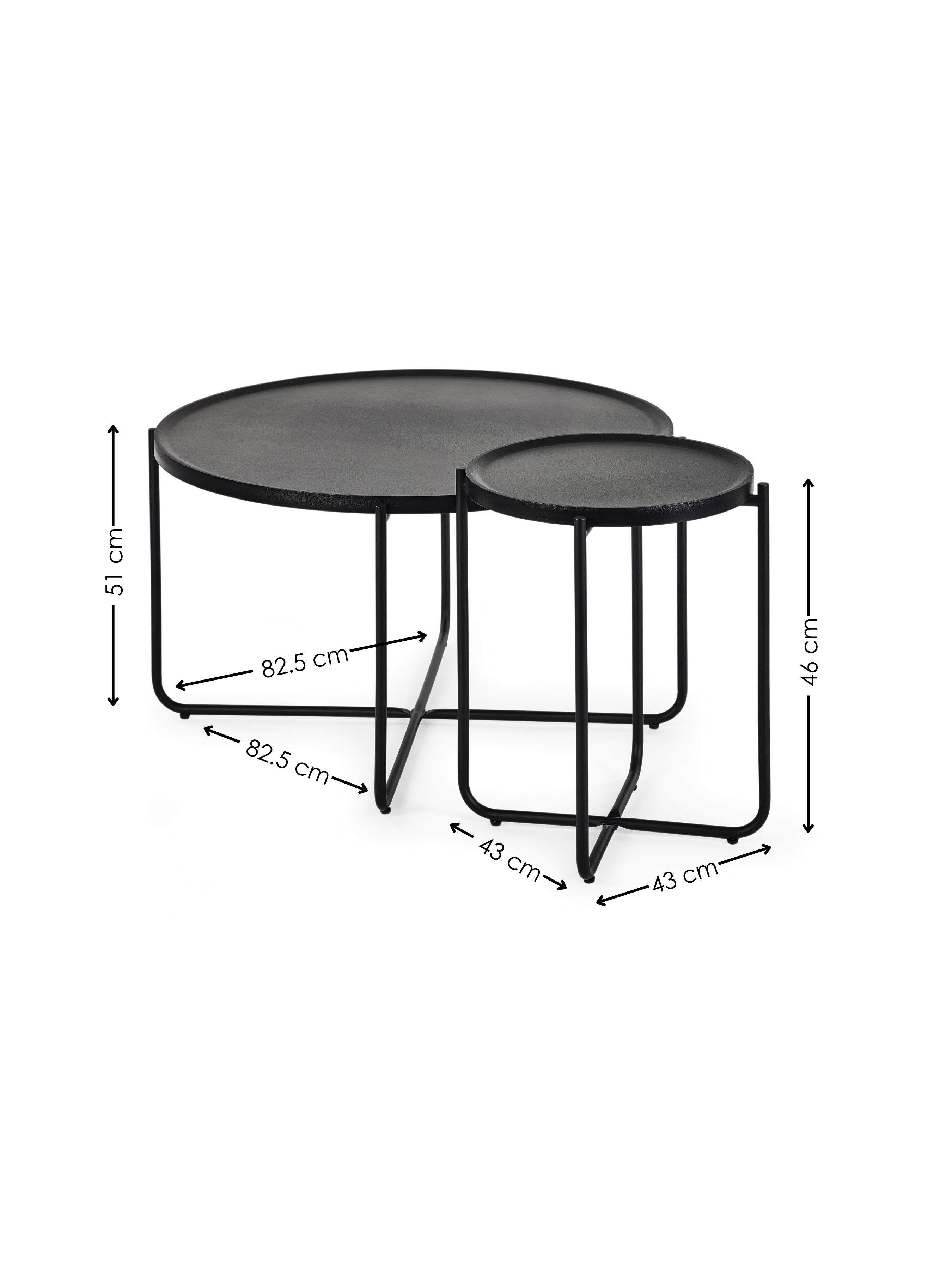 Sagrada Round Black Coffee and Lamp Table Set