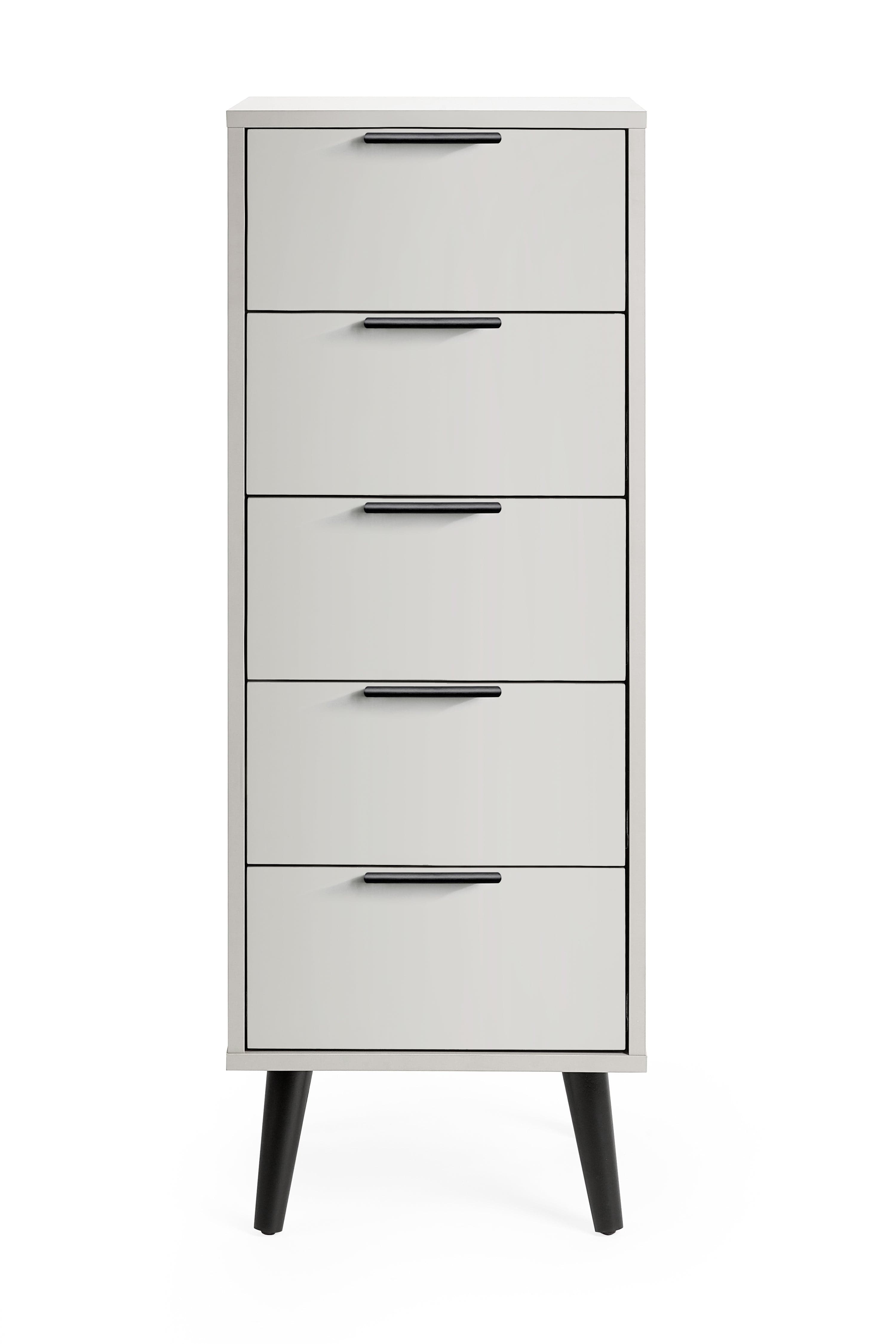 Julian Bowen Chest Of Drawers Alba 5 Drawer Narrow Chest - Silk Grey Bed Kings