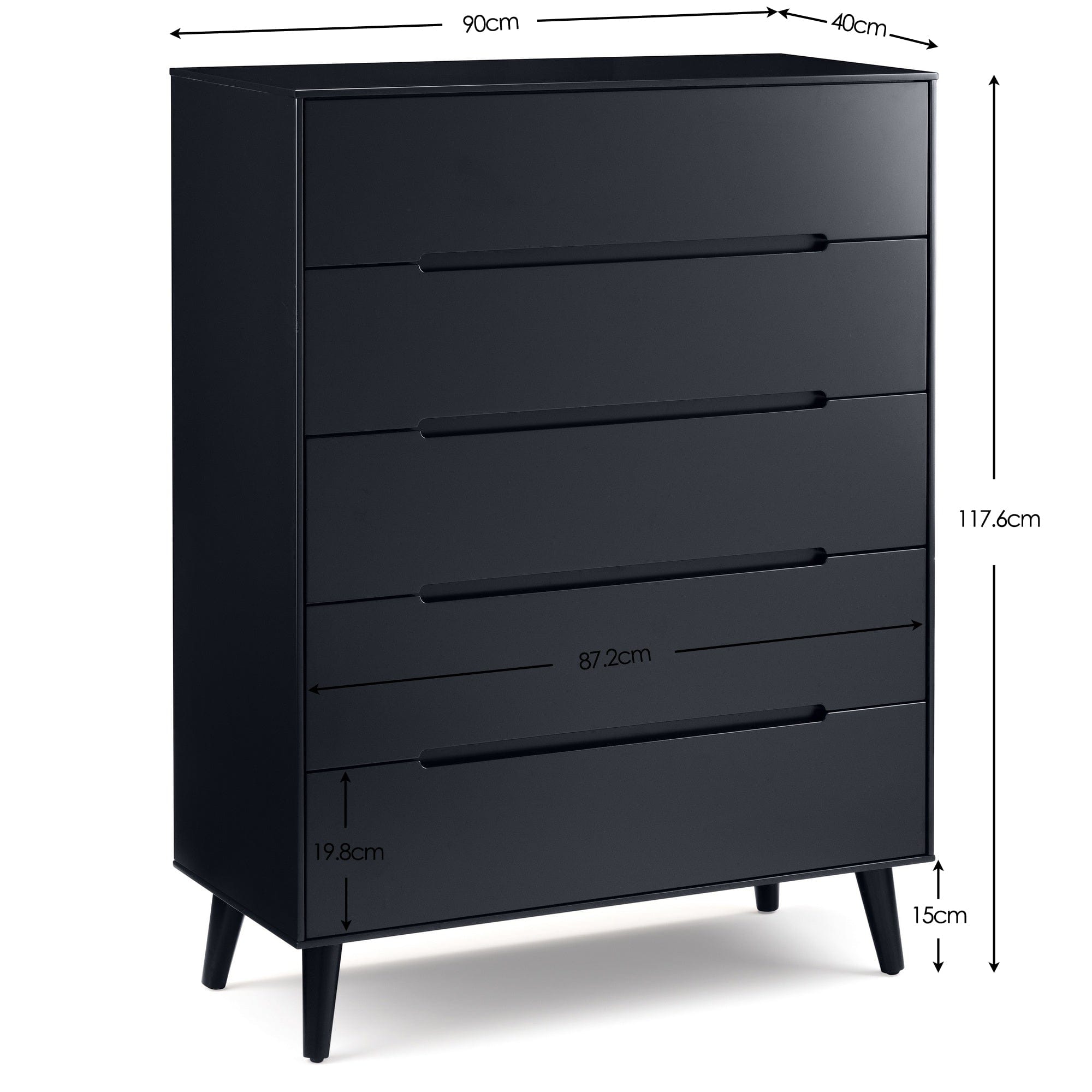 Julian Bowen Chest Of Drawers Alicia 5 Drawer Chest - Anthracite Bed Kings