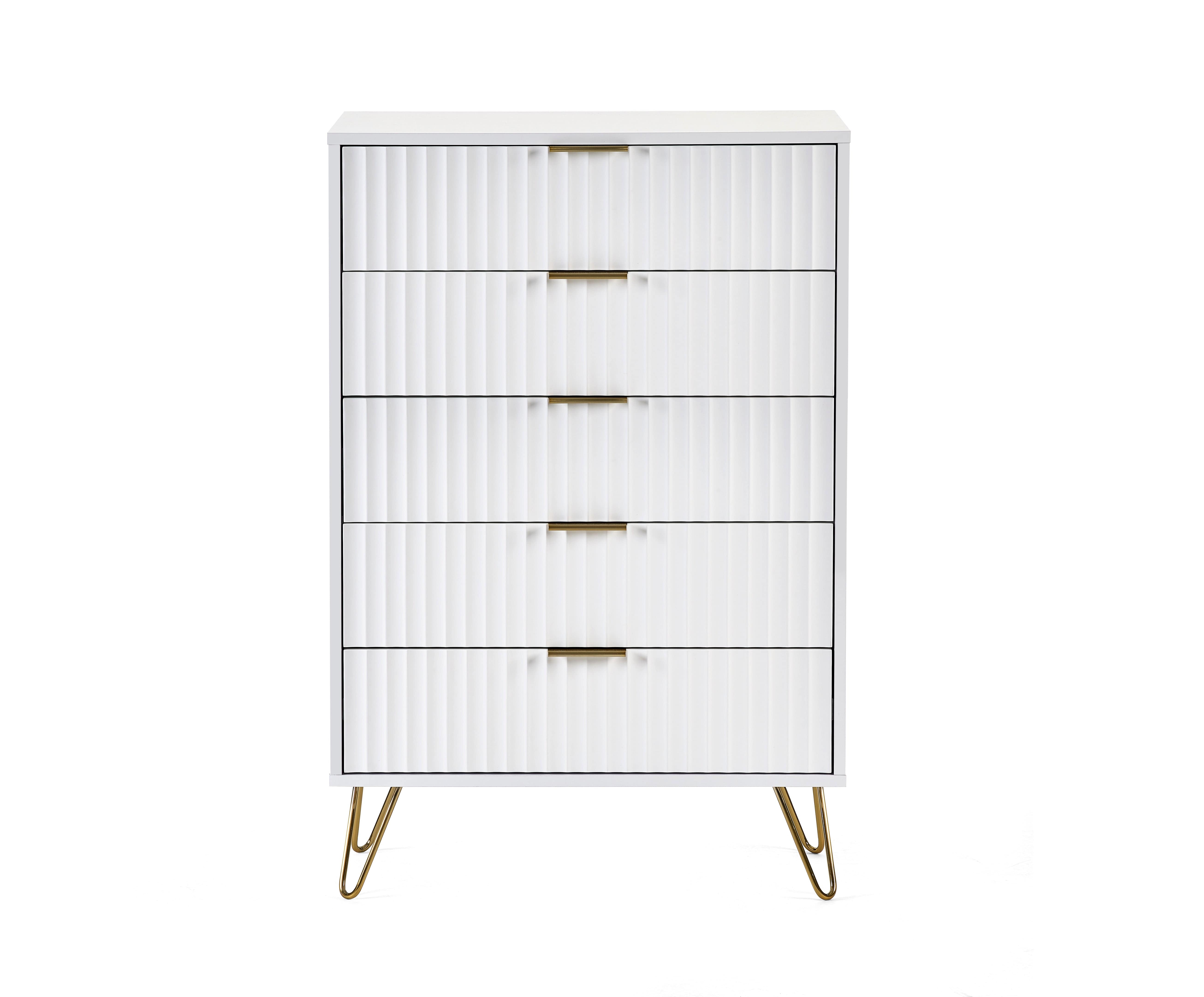 Julian Bowen Chest Of Drawers Murano 5 Drawer Chest - Matt White Bed Kings