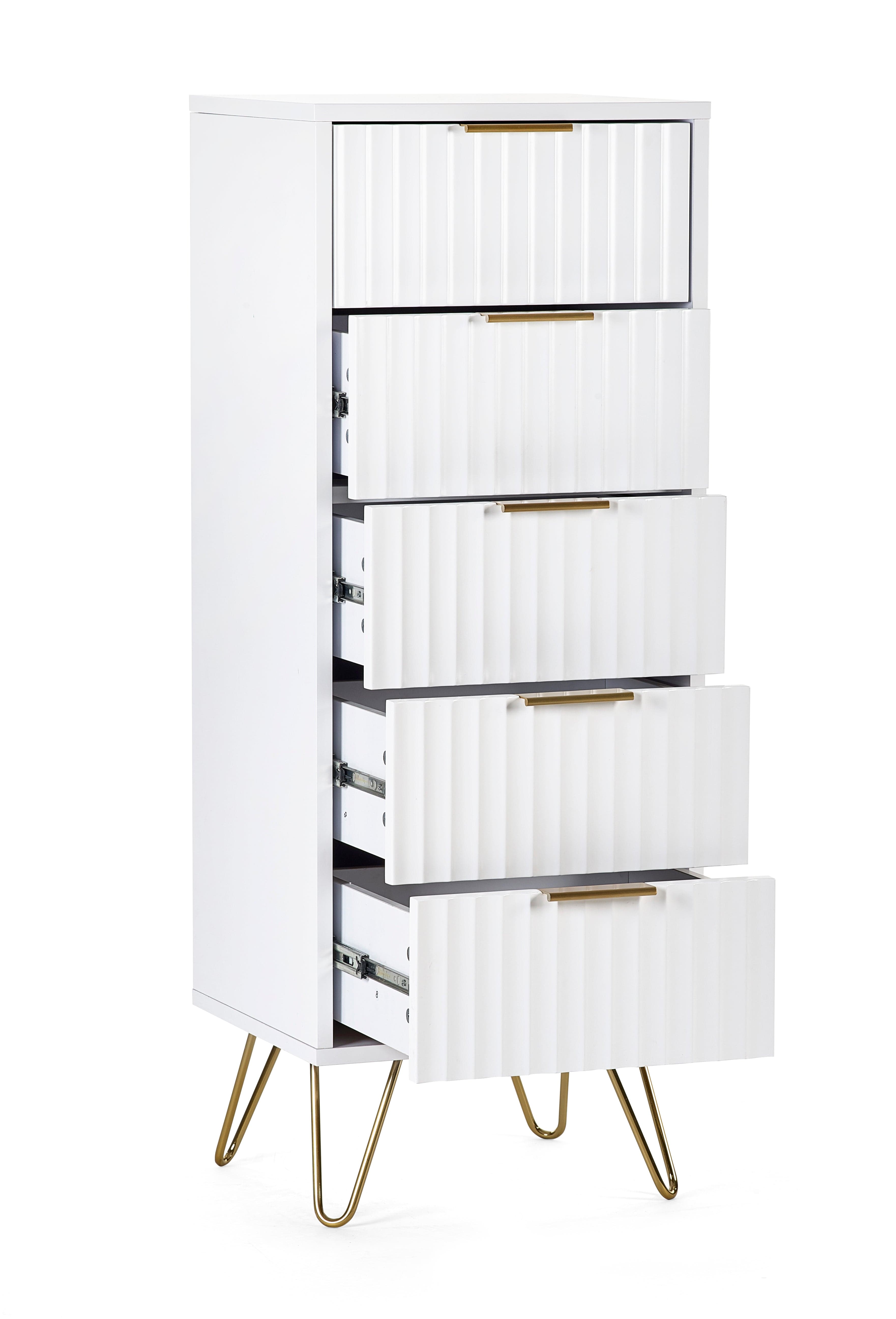 Julian Bowen Chest Of Drawers Murano 5 Drawer Tallboy - Matt White Bed Kings