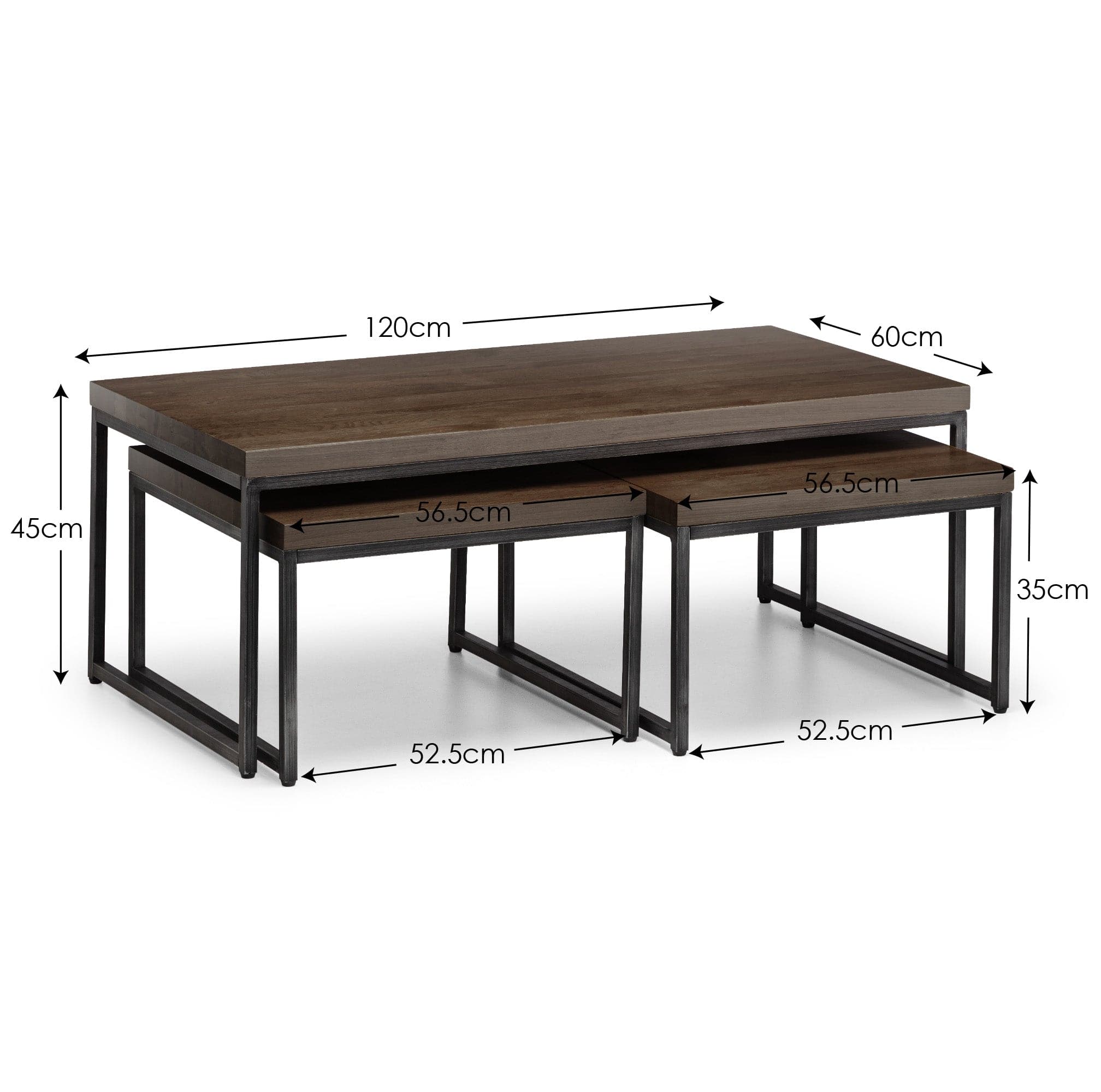 Julian Bowen Coffee Table Brooklyn Nesting Coffee Tables - Dark Oak Bed Kings