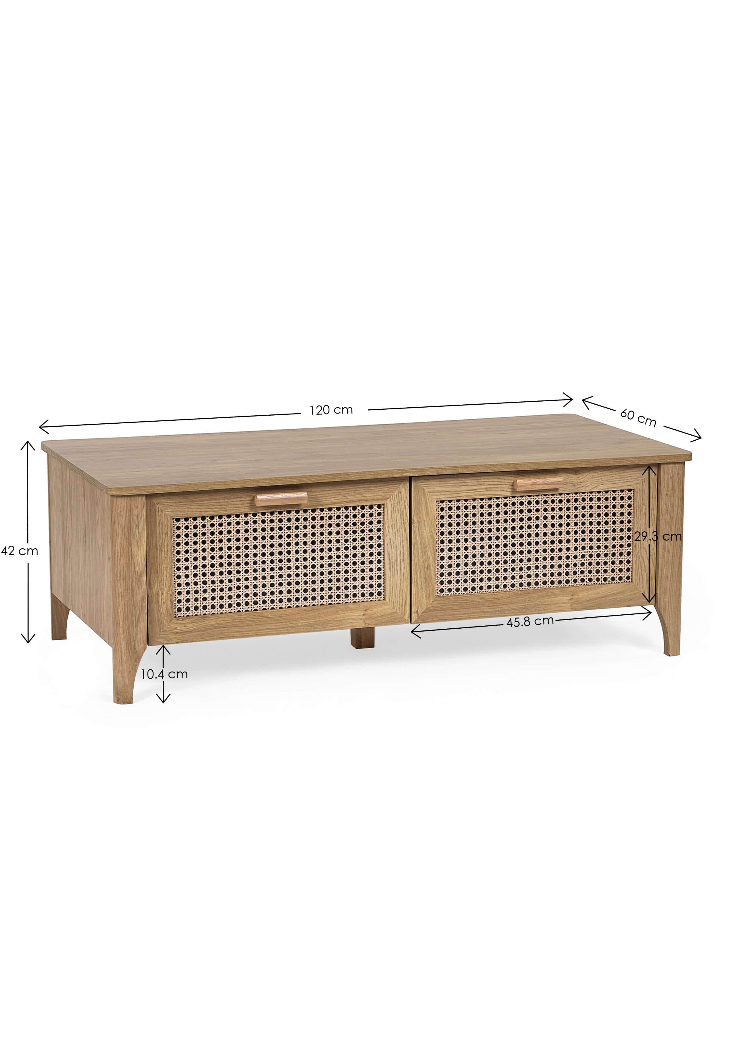 Julian Bowen Coffee Table Sydney 2 Drawer Coffee Table - Rattan Effect Bed Kings