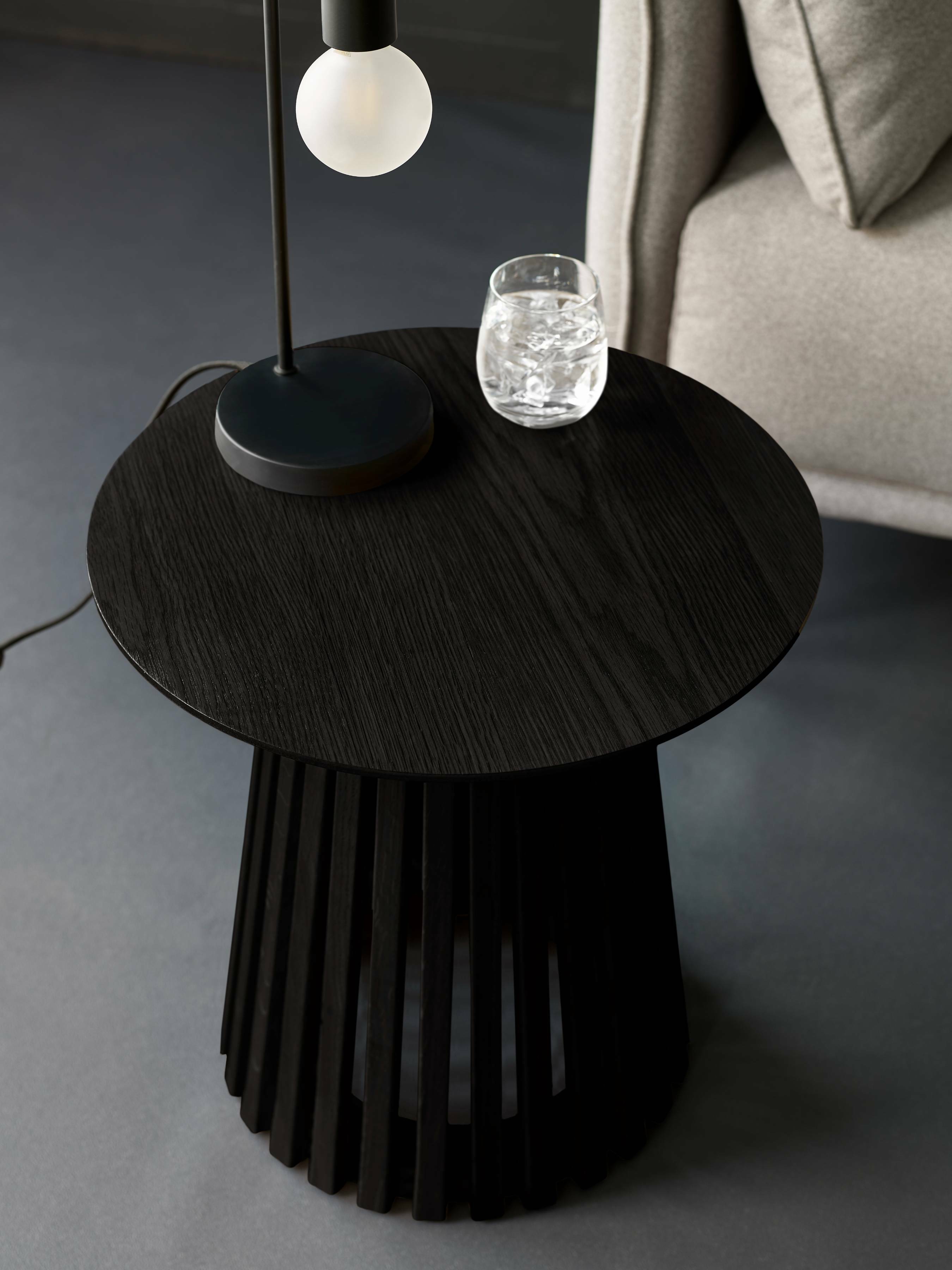 Ollie Black 45cm Round Lamp Table