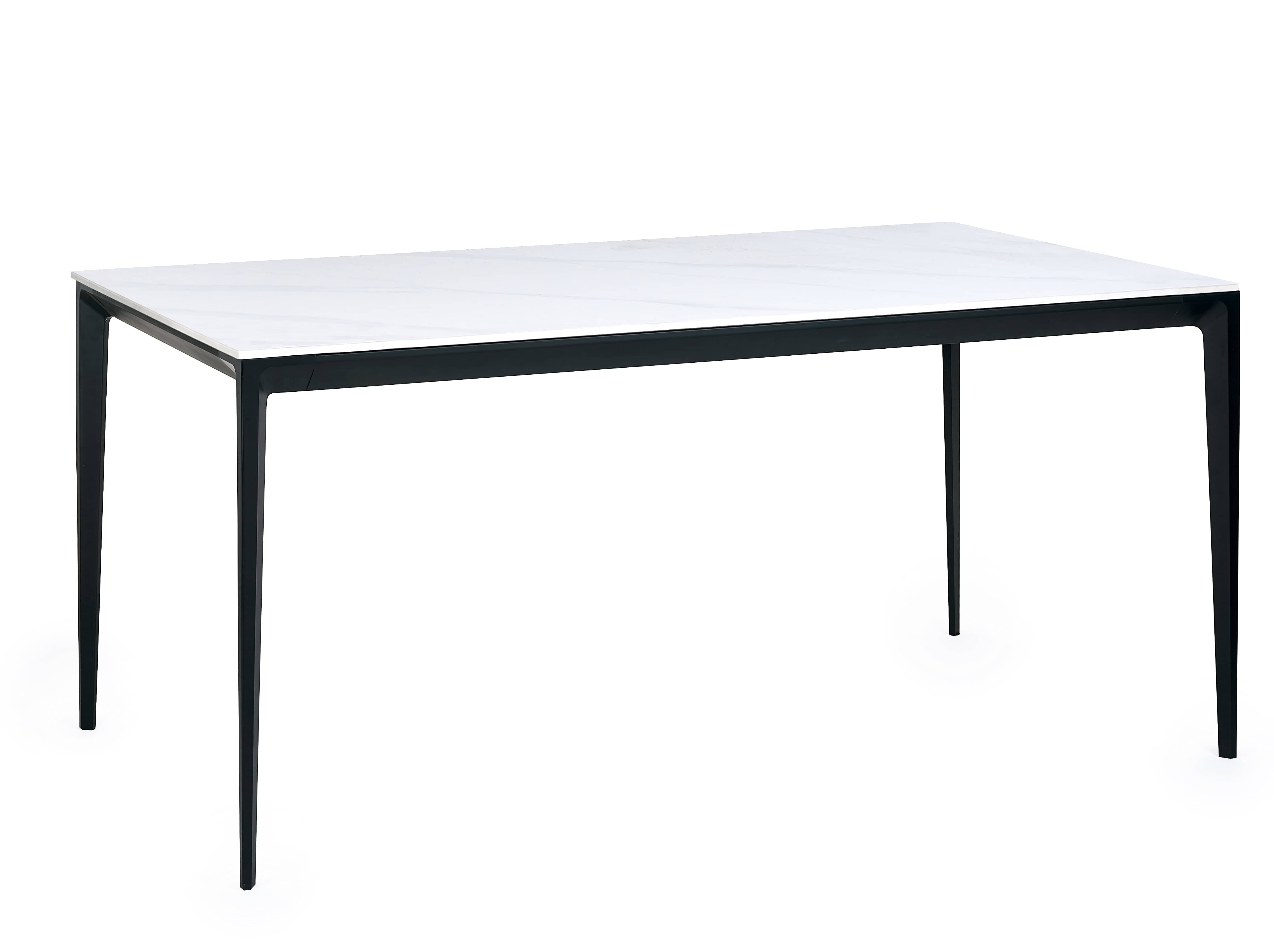 Julian Bowen Dining Table Miami Rectangular Stone Top Dining Table - White Marble Bed Kings