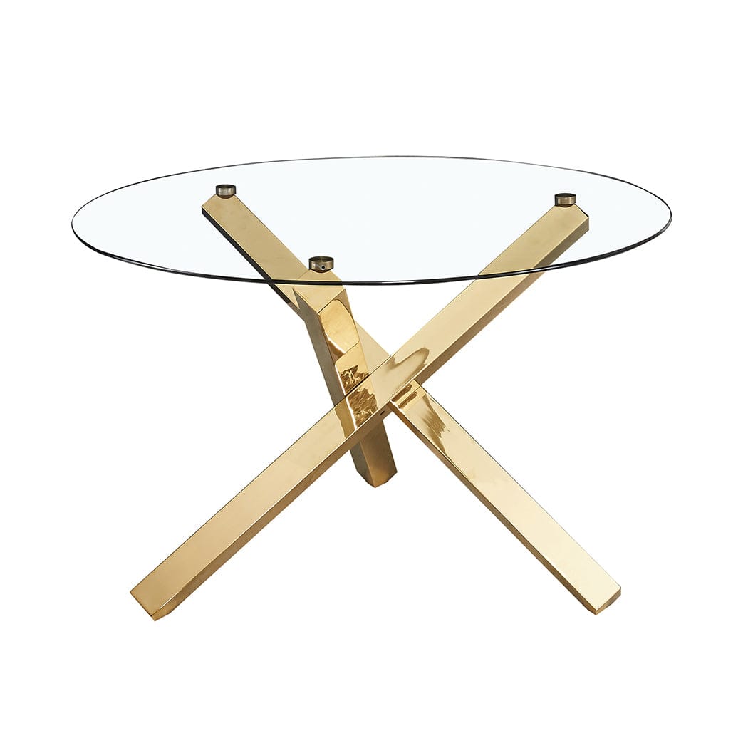 LPD Dining Table Capri Dining Table Glass Top With Gold Legs Bed Kings