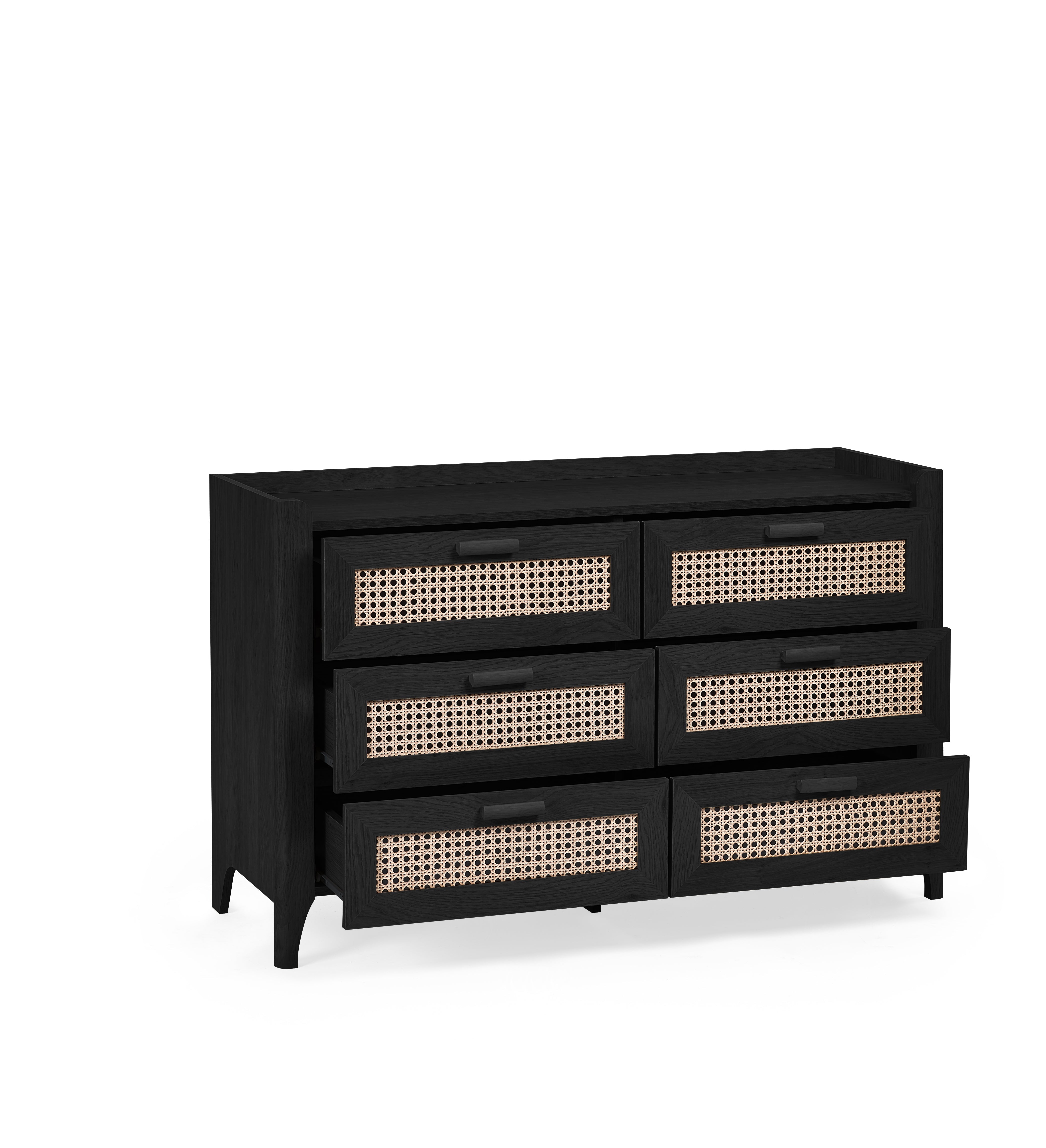 Sydney 6 Drawer Wide Chest - Black Ash