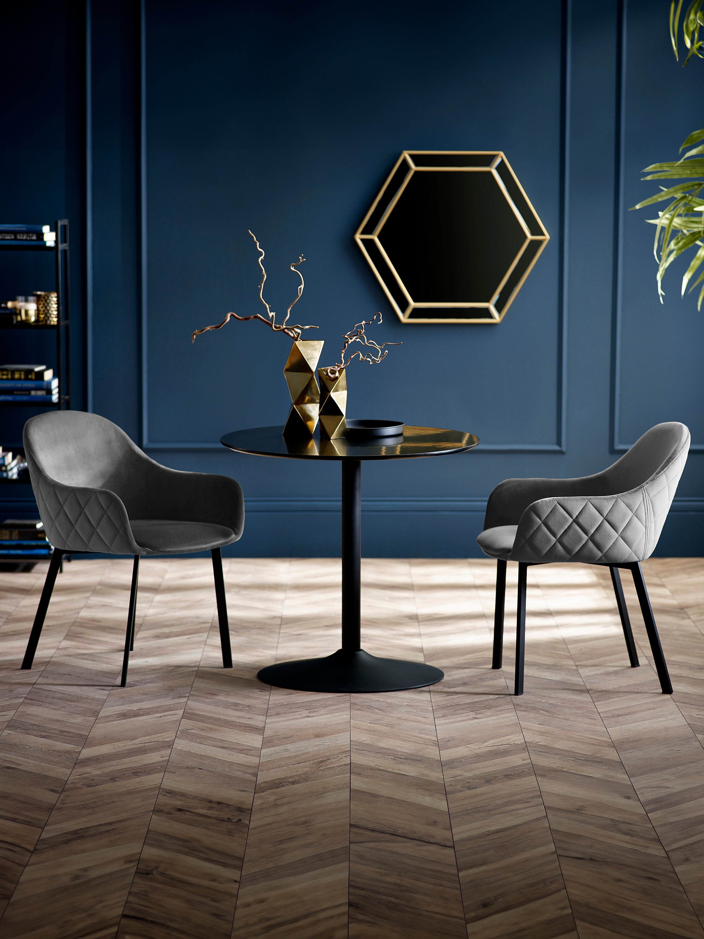 Lima Grey Velvet Dining Chairs (Set of 2)