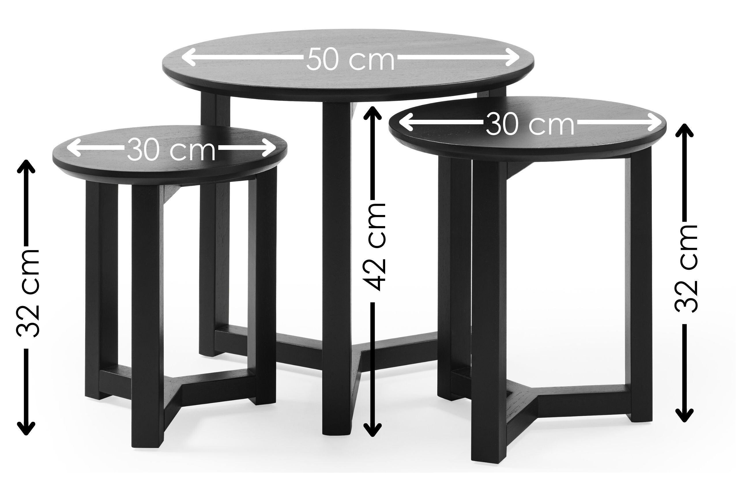 Nidri Black Nest Of 3 Tables