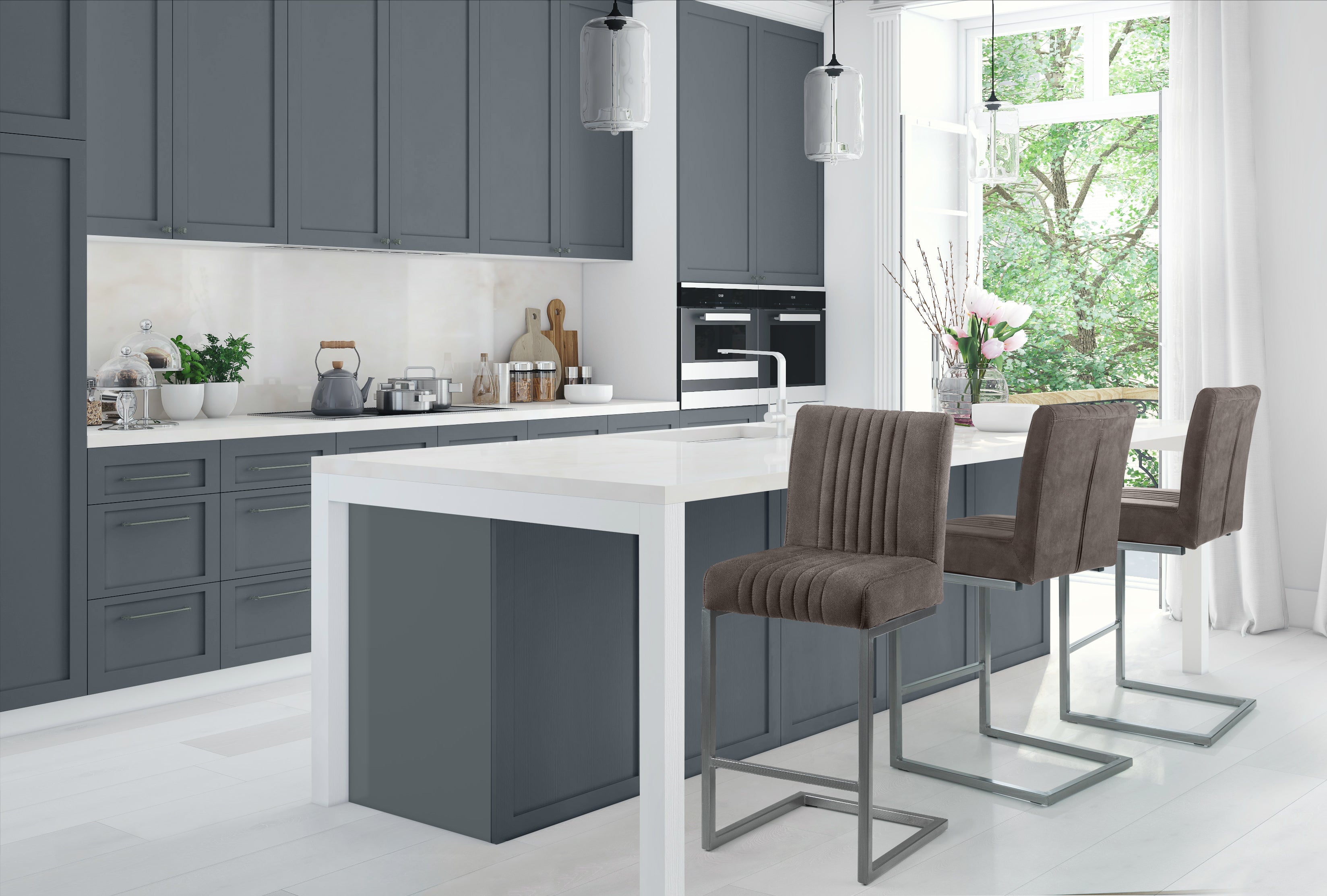 Brooklyn Barstools - Charcoal Grey (Set Of 2)