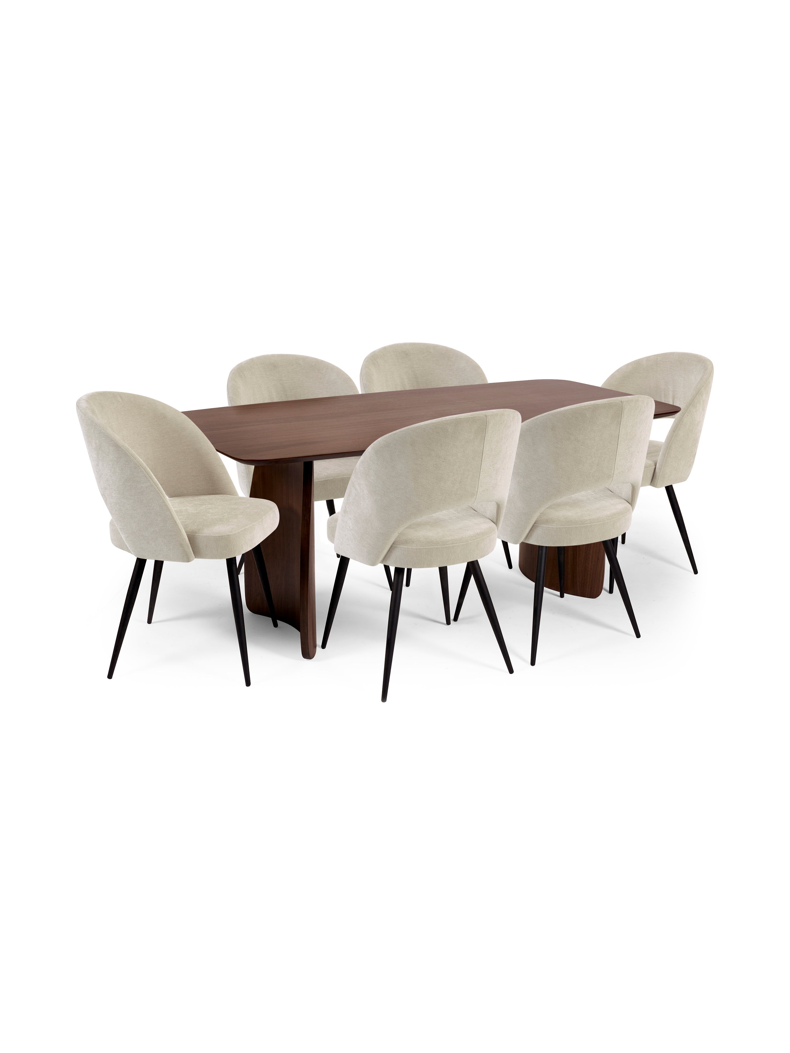 Artemis Curved Leg Walnut Dining Table