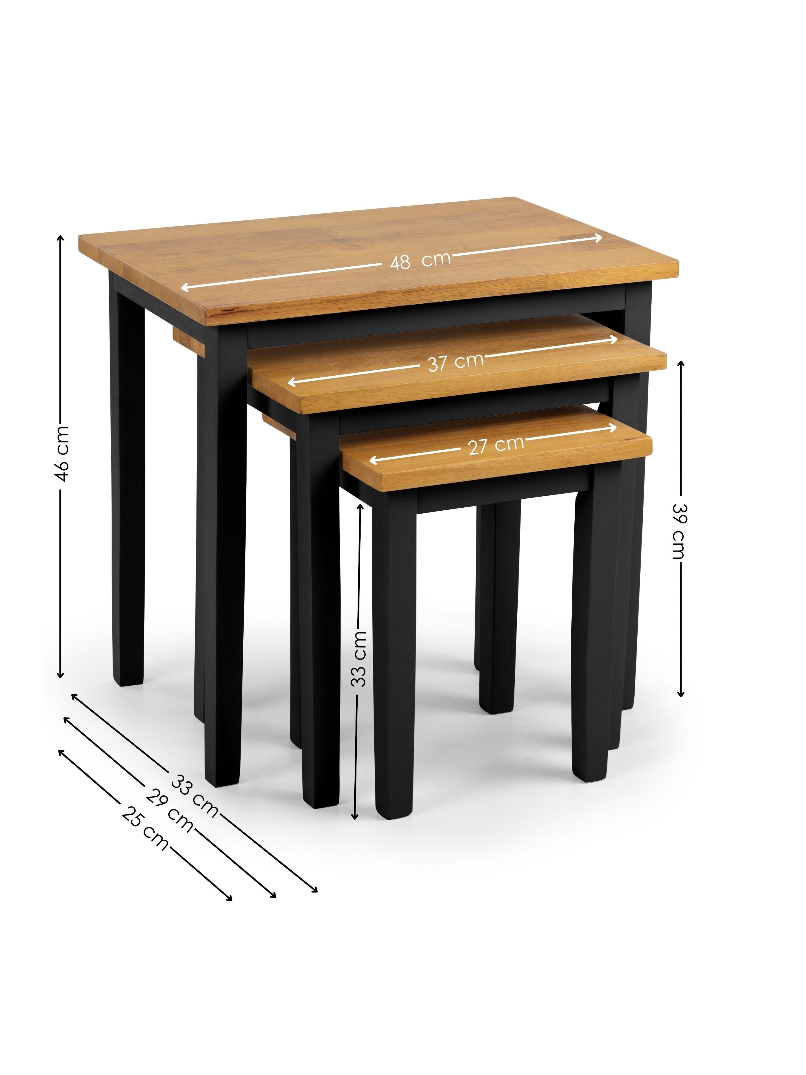 Cleo 2 Tone Black and Oak Nest of Tables