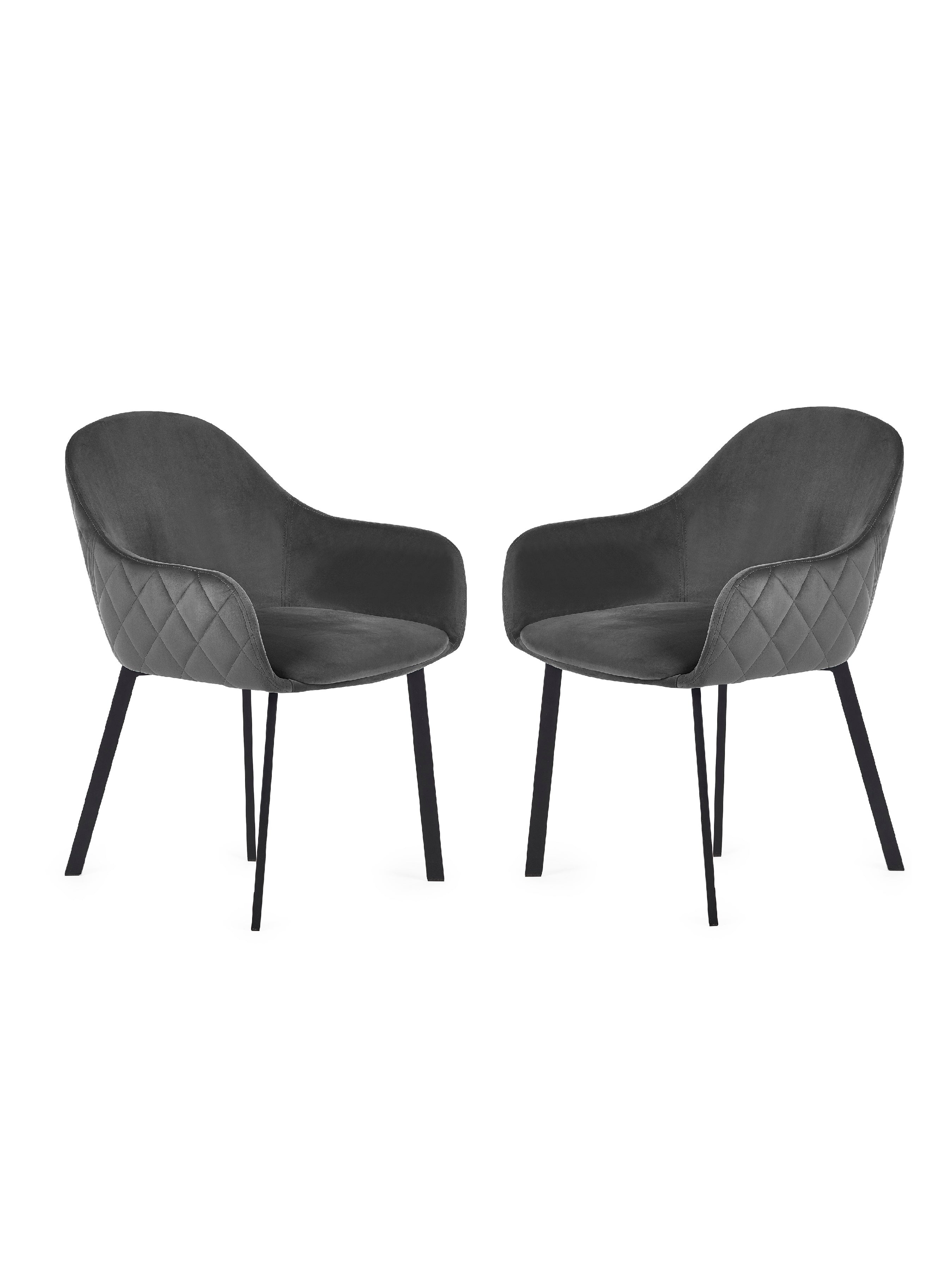 Lima Grey Velvet Dining Chairs (Set of 2)