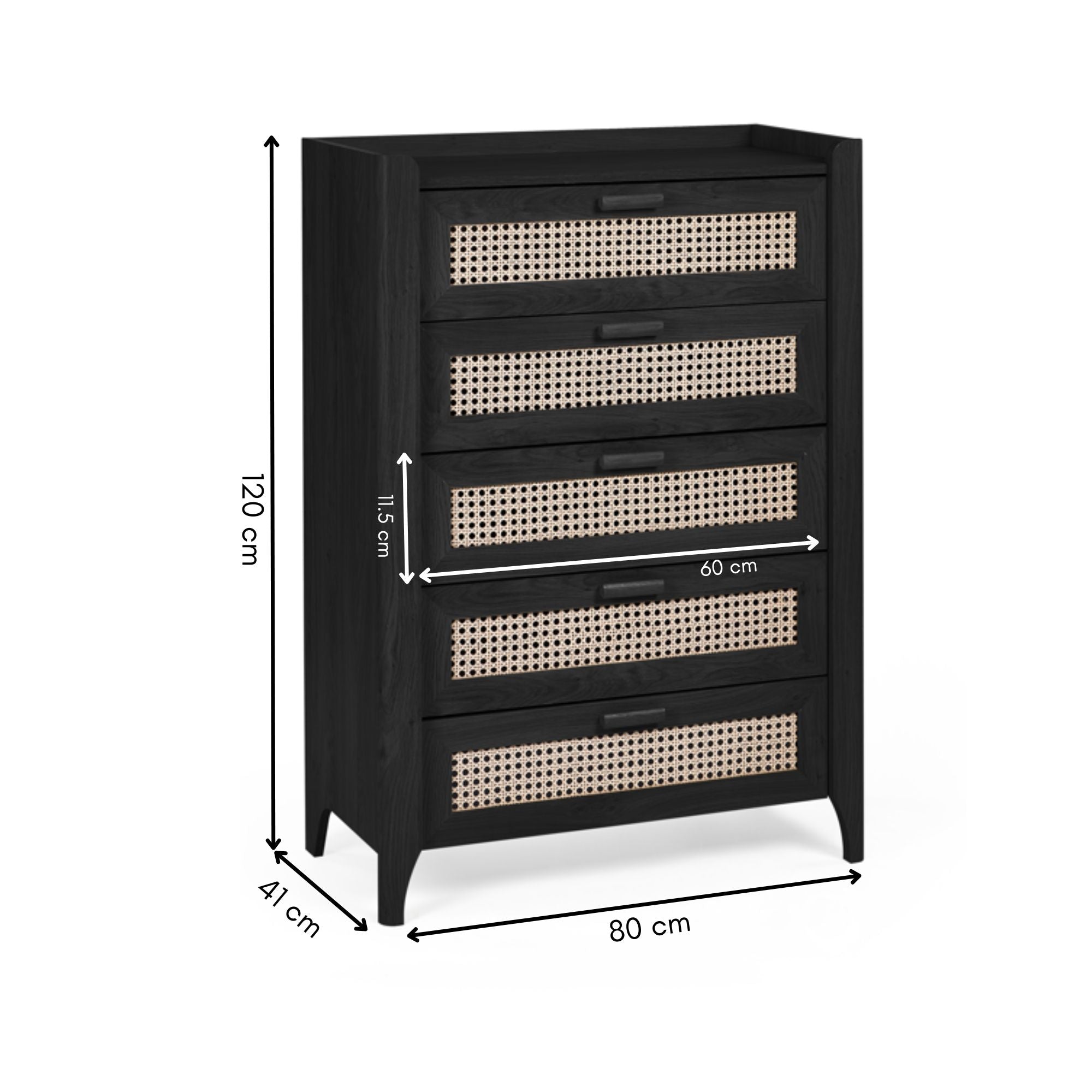 Sydney 5 Drawer Chest - Black Ash