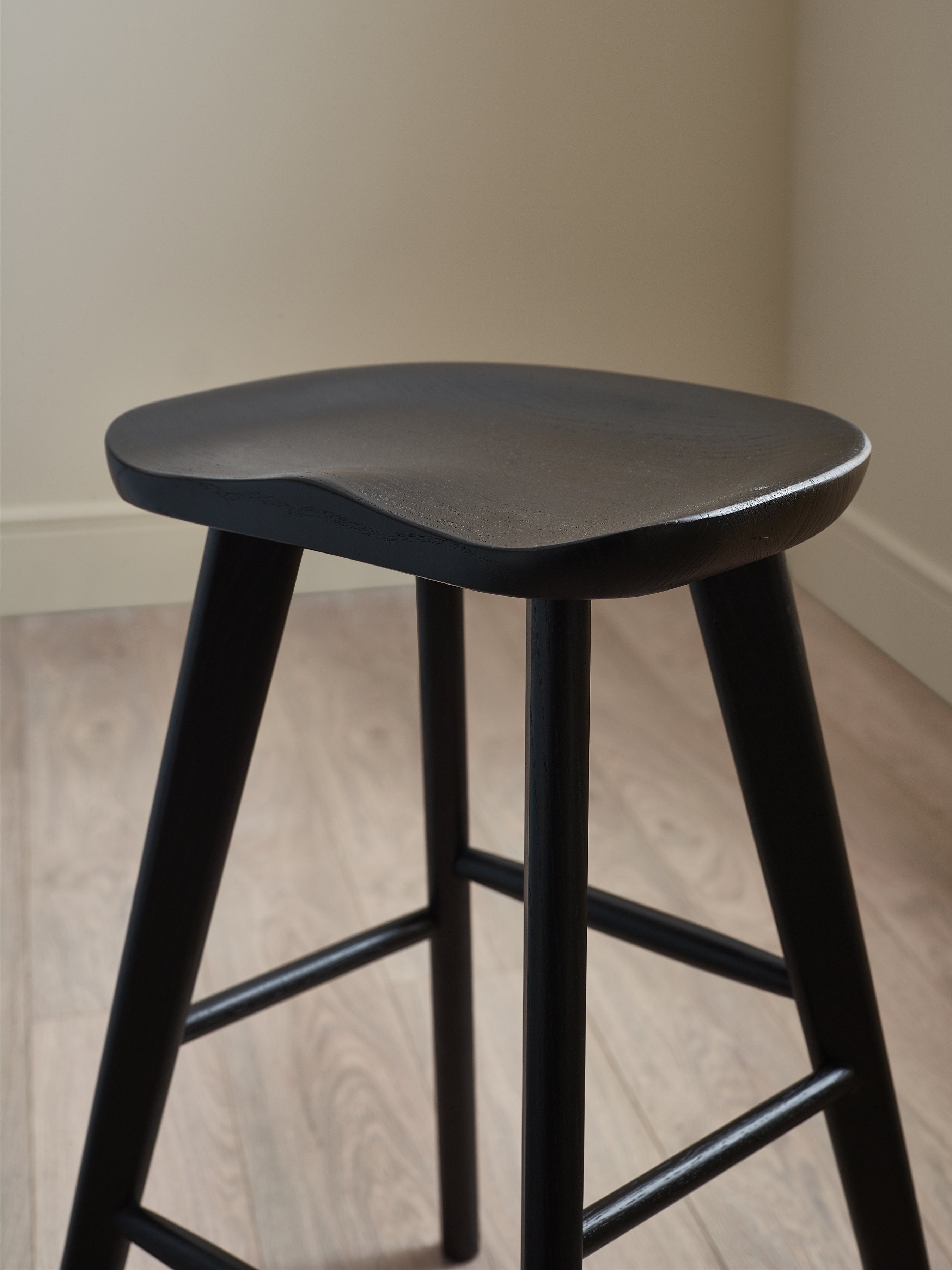Mulu Black Solid Oak Bar Stool
